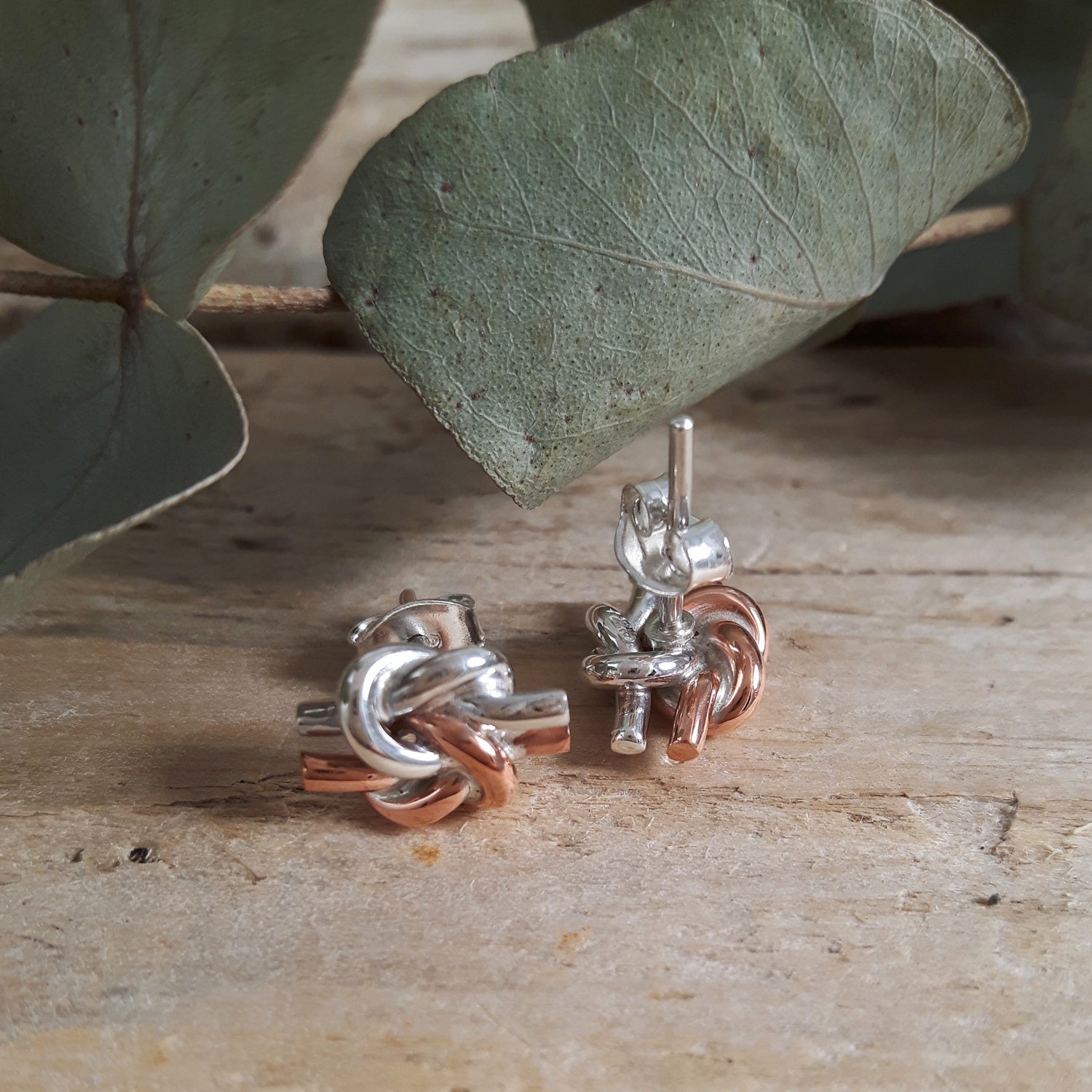 Dara Celtic Knot Copper Silver Stud Earrings