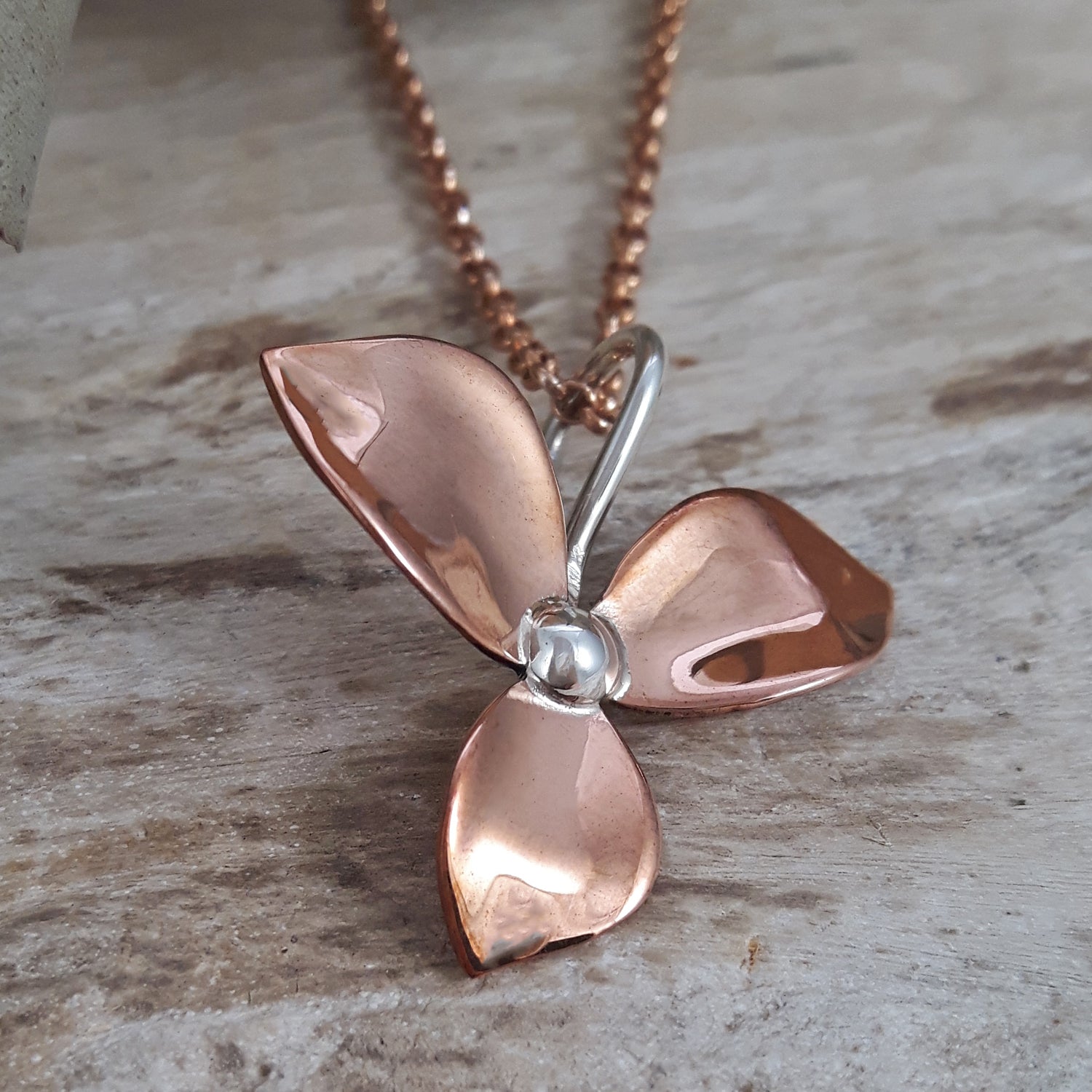 SAMPLE Duet Flora Copper & Silver Pendant