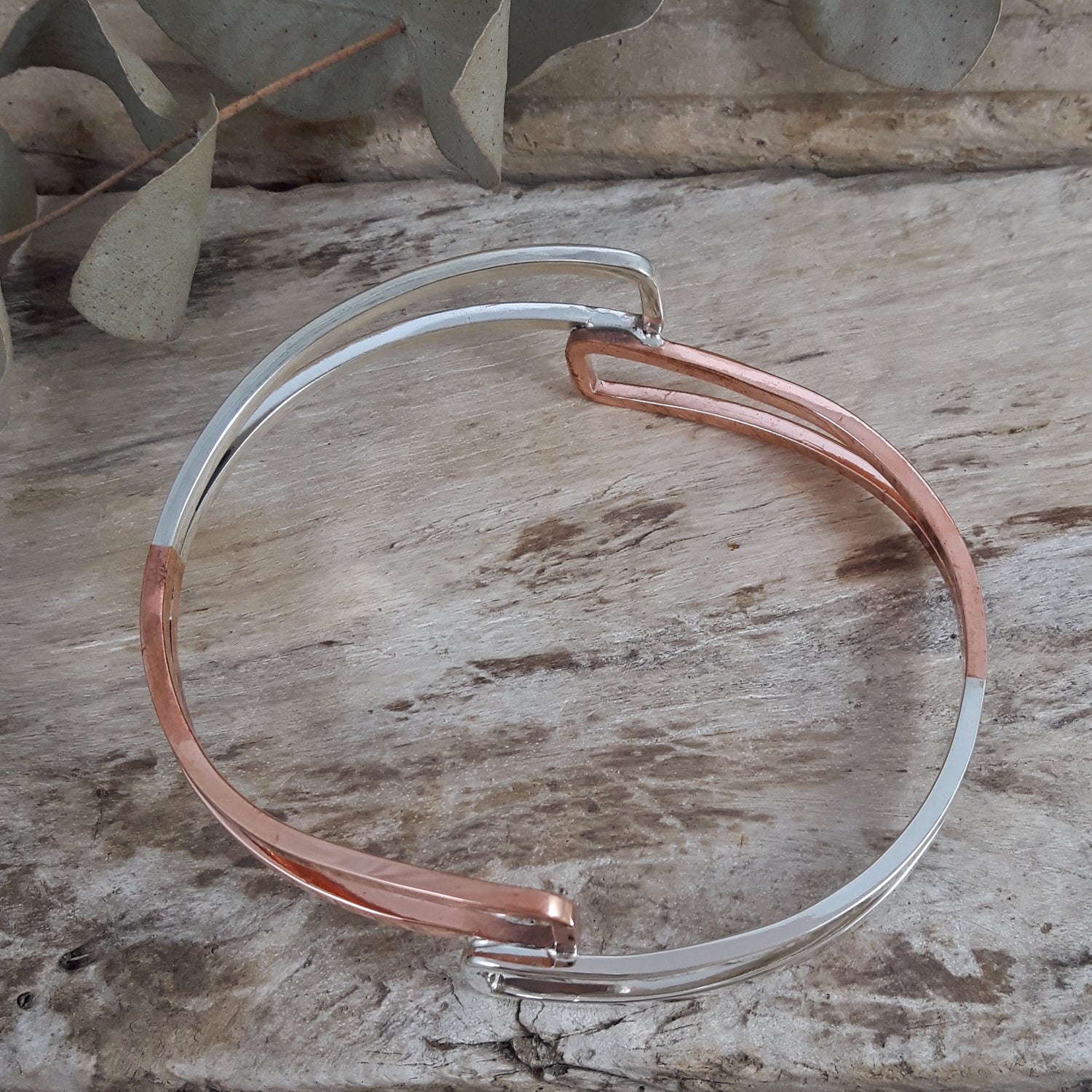 SAMPLE Duo Geo Copper Silver Bangle