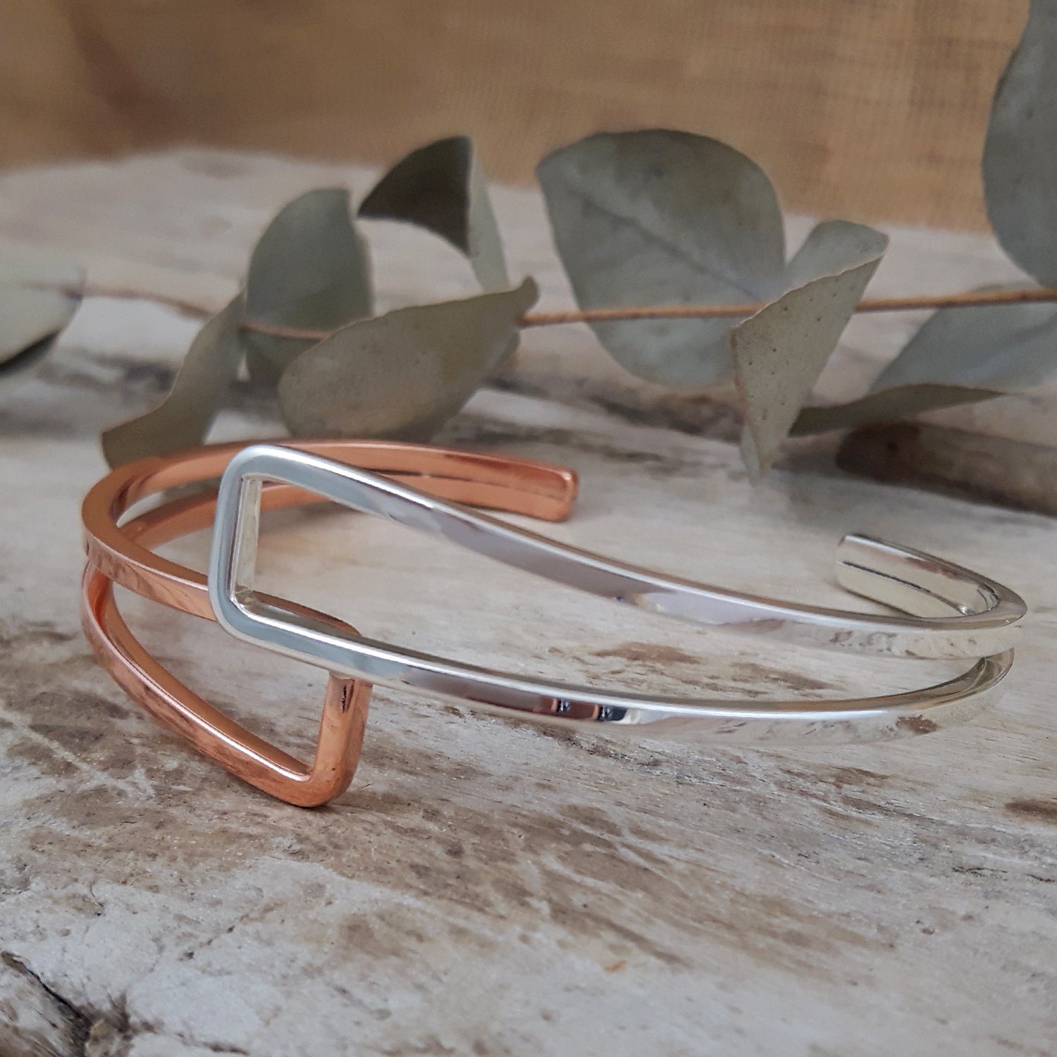 SAMPLE Duo Geo Copper Silver Cuff