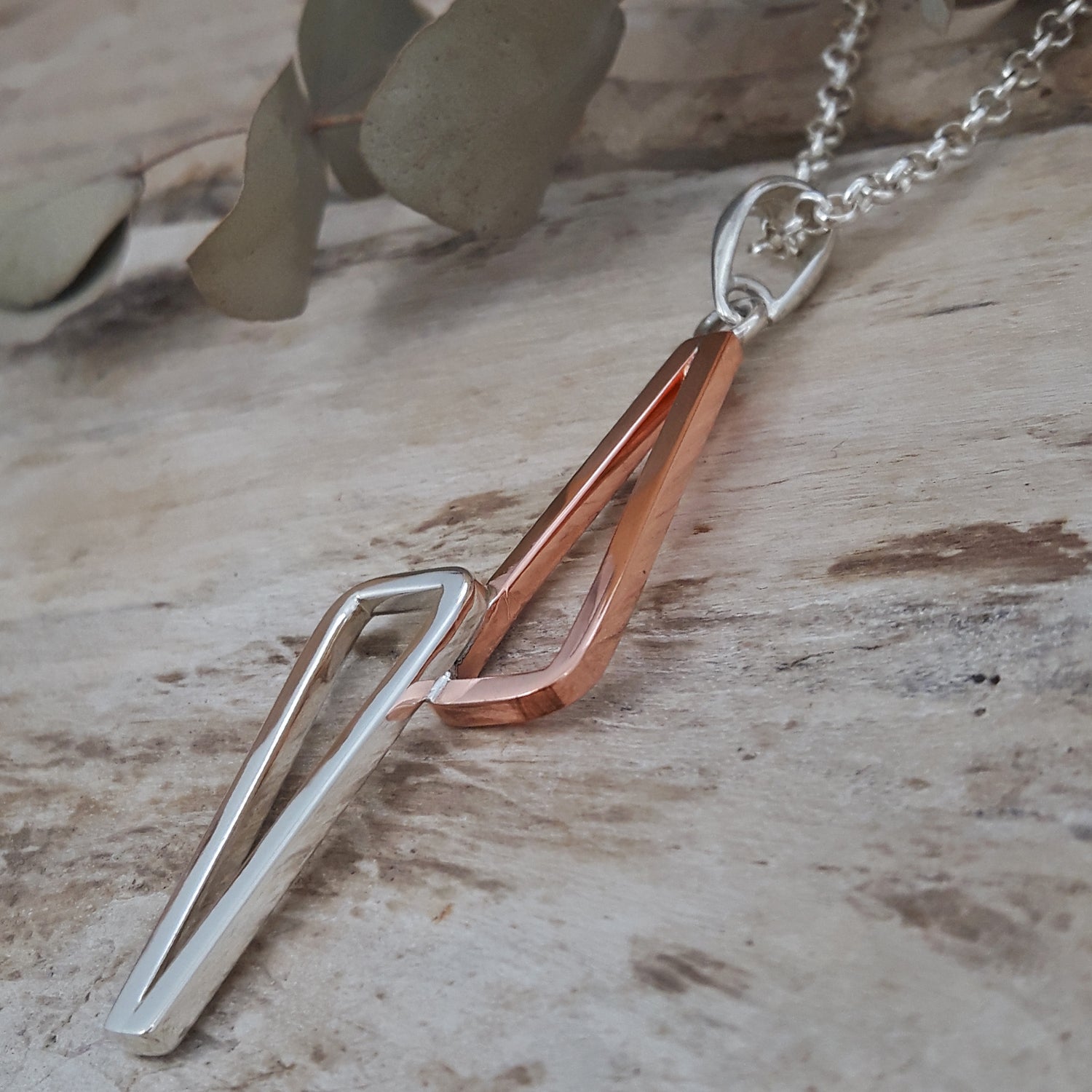 SAMPLE Duo Geo Copper Silver Pendant