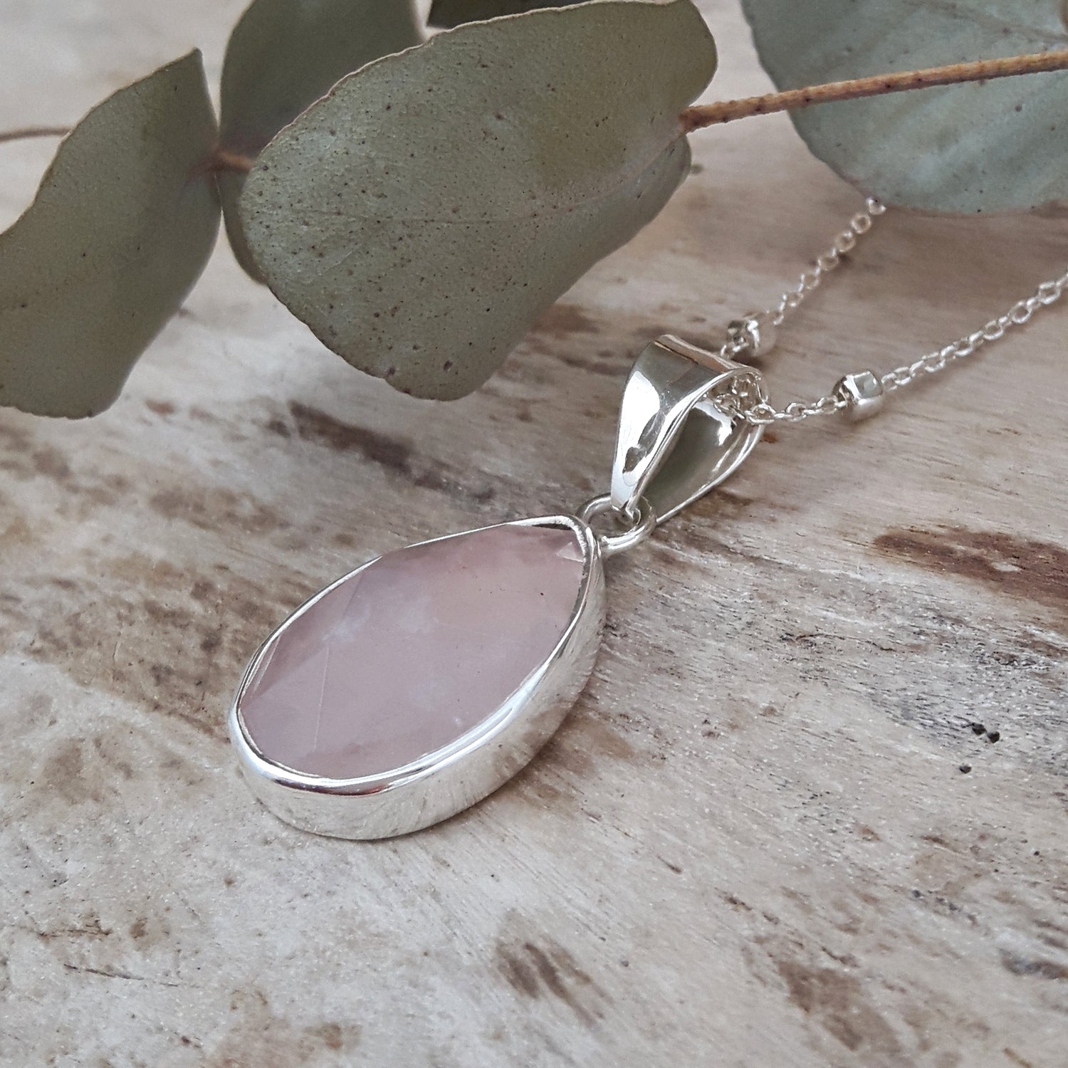 Elegance Rose Quartz Small Teardrop Pendant