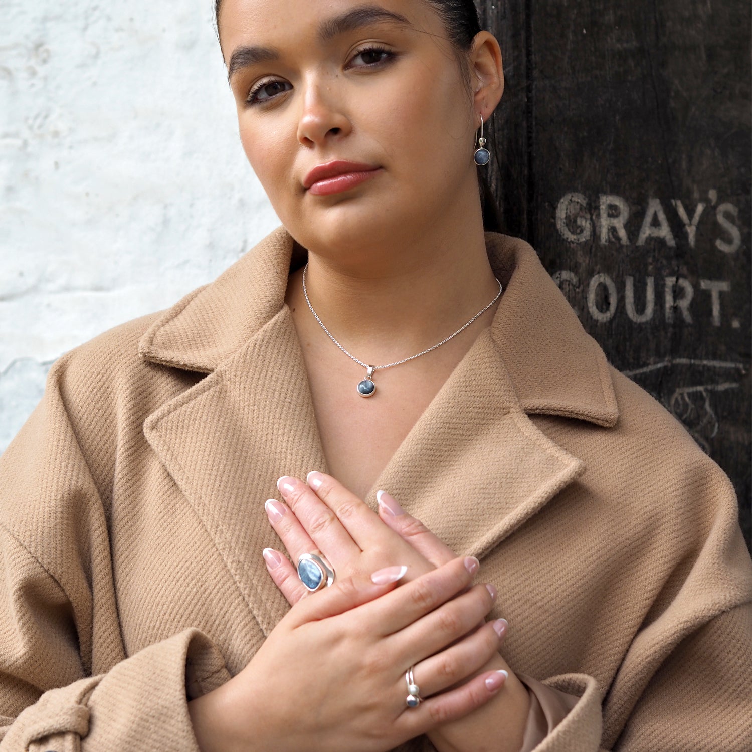 Alba Kyanite Leaf Circle Drop Earrings