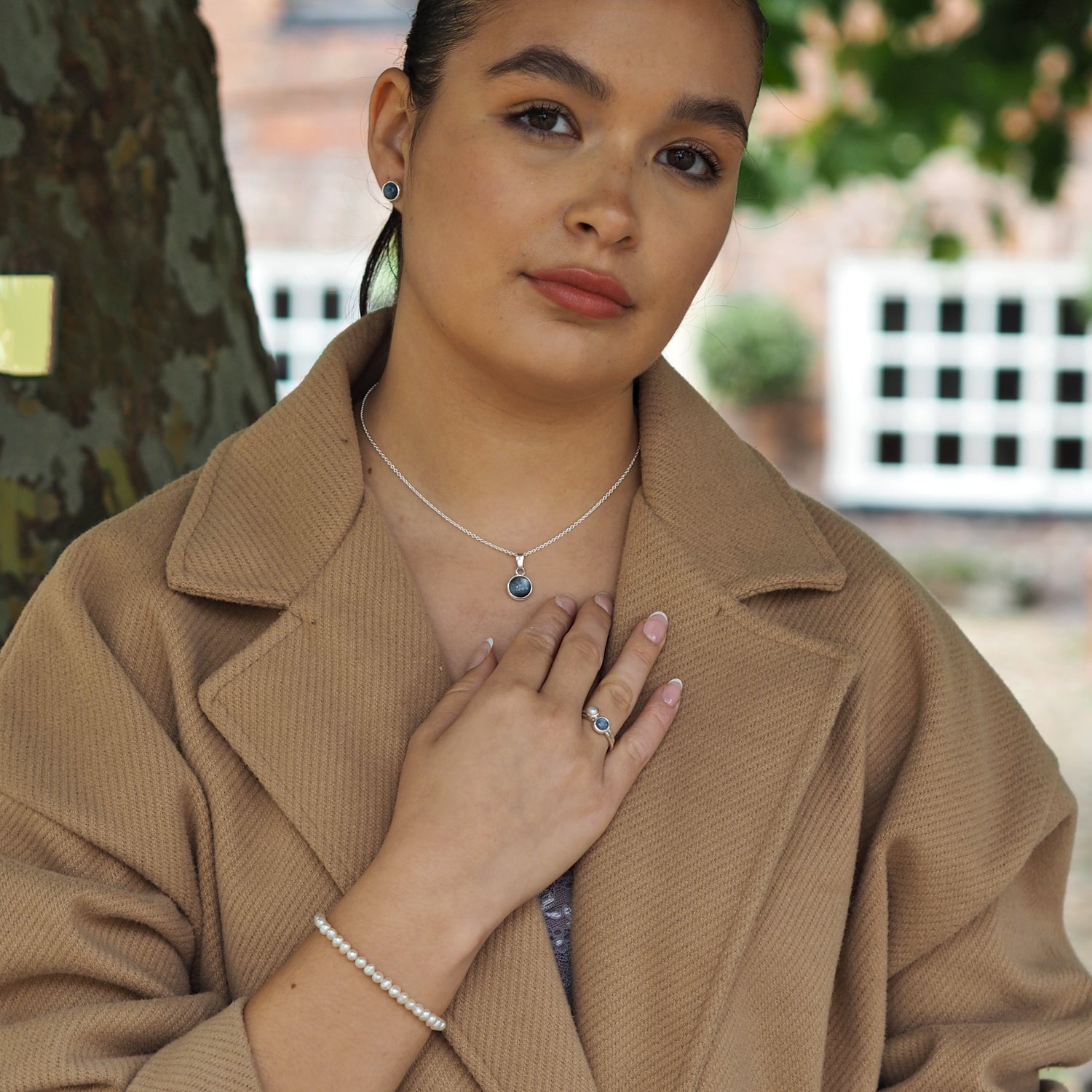 Alba Kyanite Small Round Stud Earrings