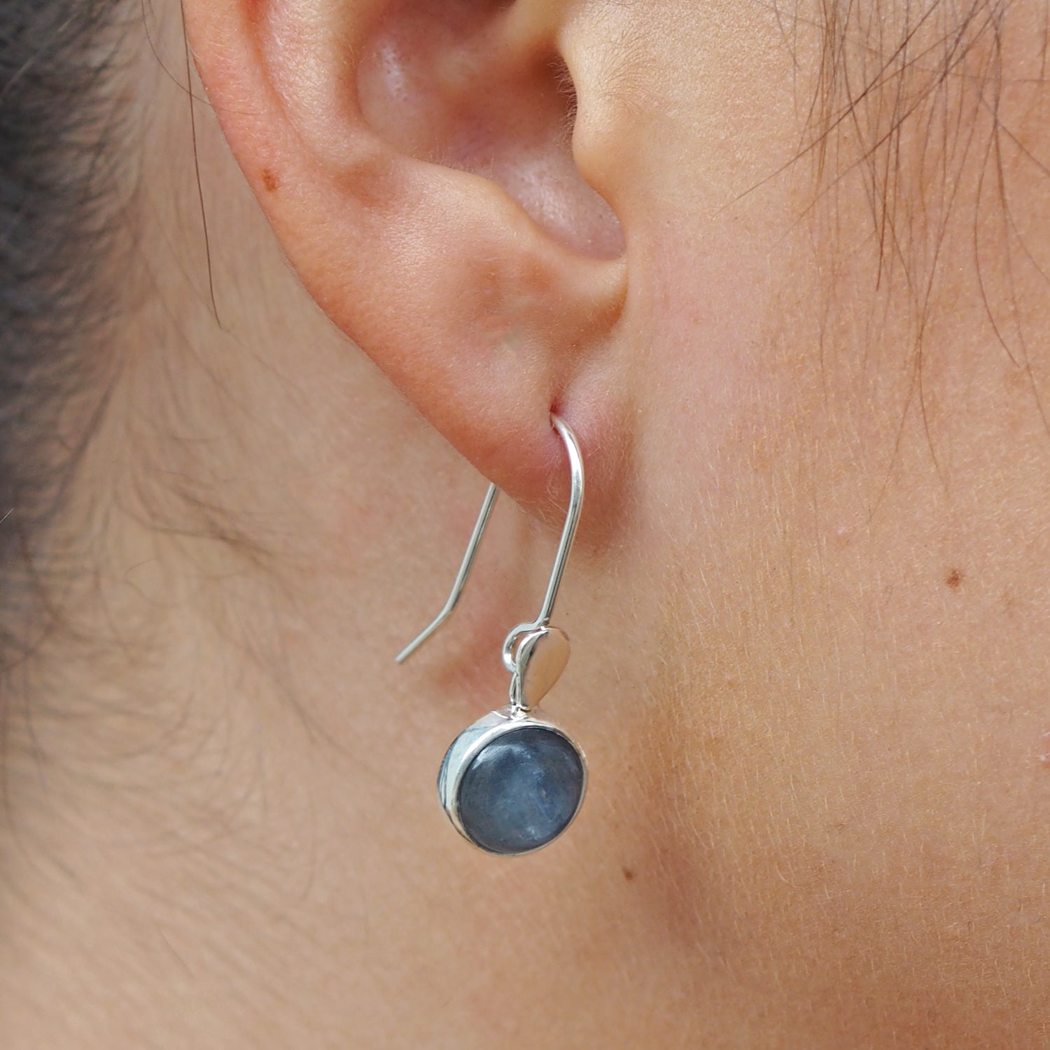 Alba Kyanite Leaf Circle Drop Earrings