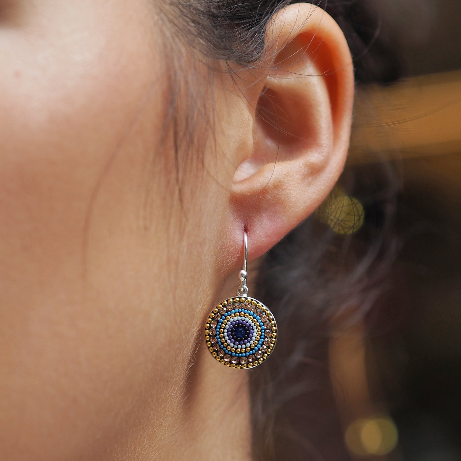 Allegra Indigo Radiance Coin Drop Earrings