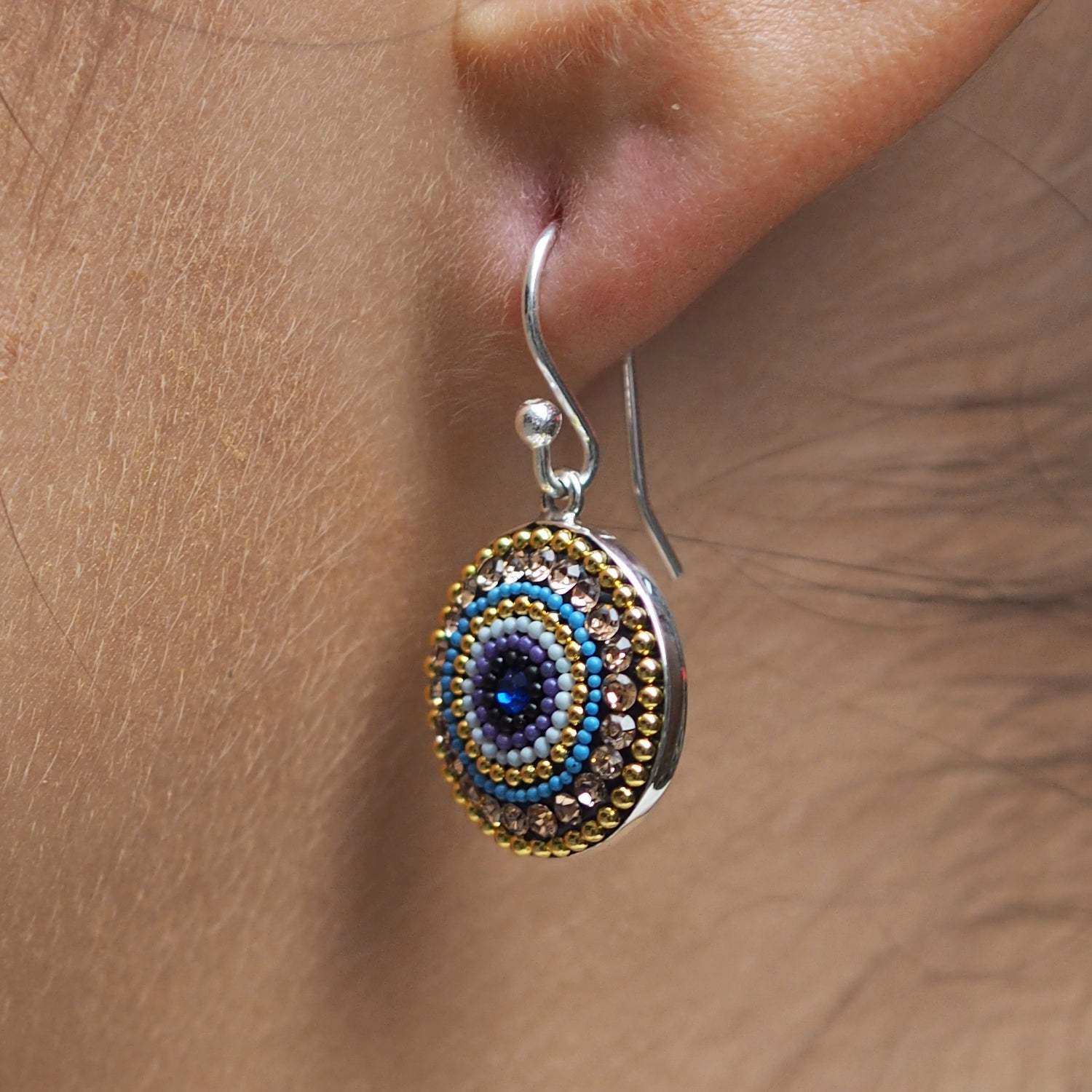 Allegra Indigo Radiance Coin Drop Earrings