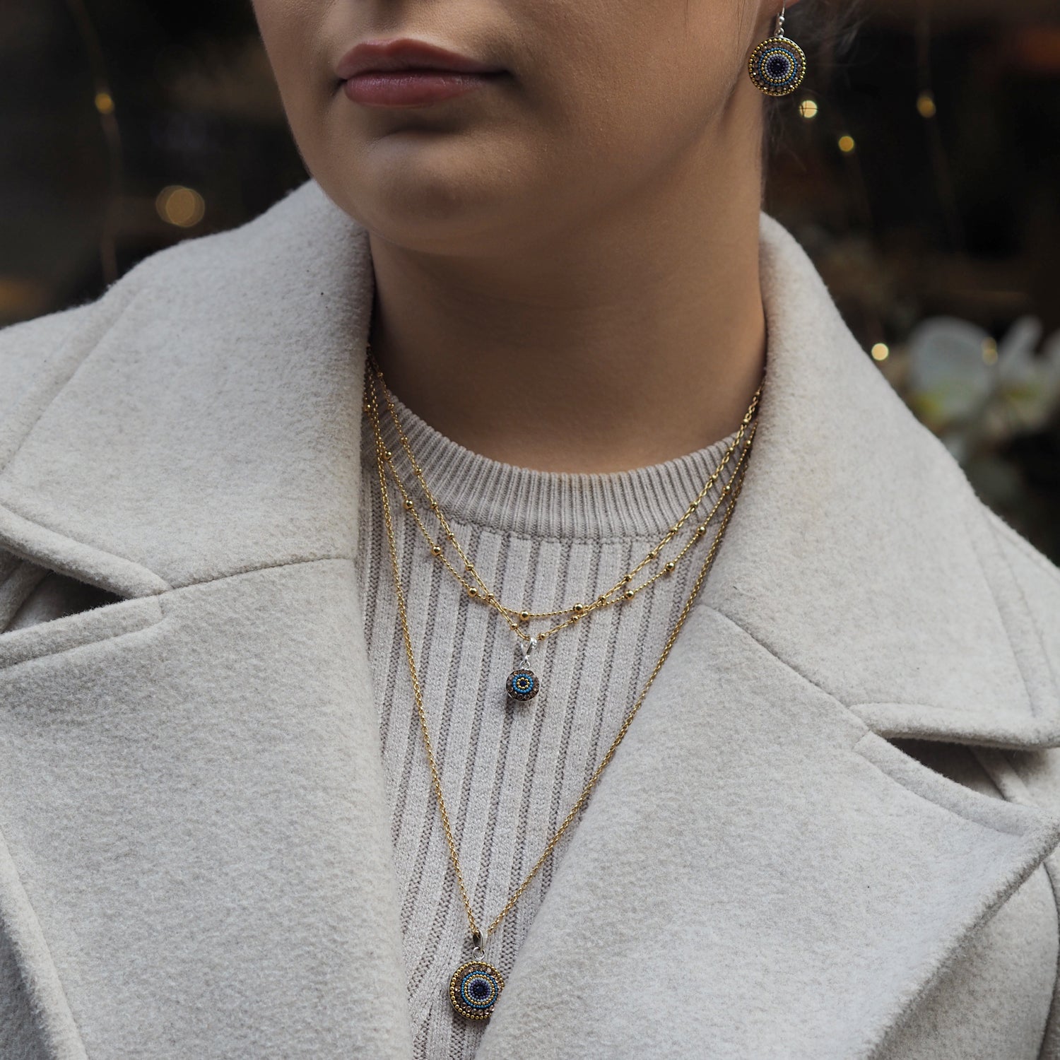 Allegra Indigo Radiance Coin Drop Earrings