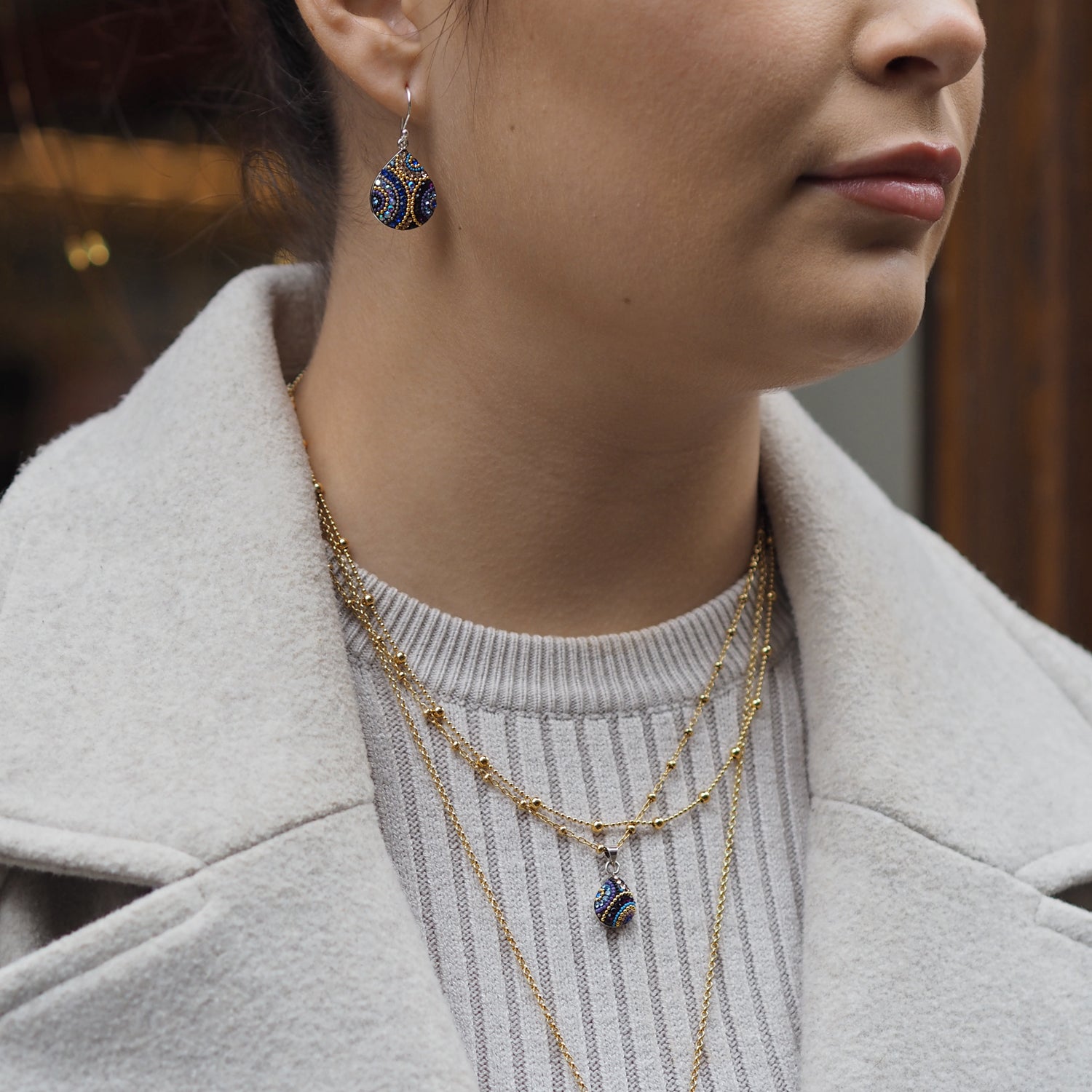 Allegra Indigo Radiance Teardrop Drop Earrings