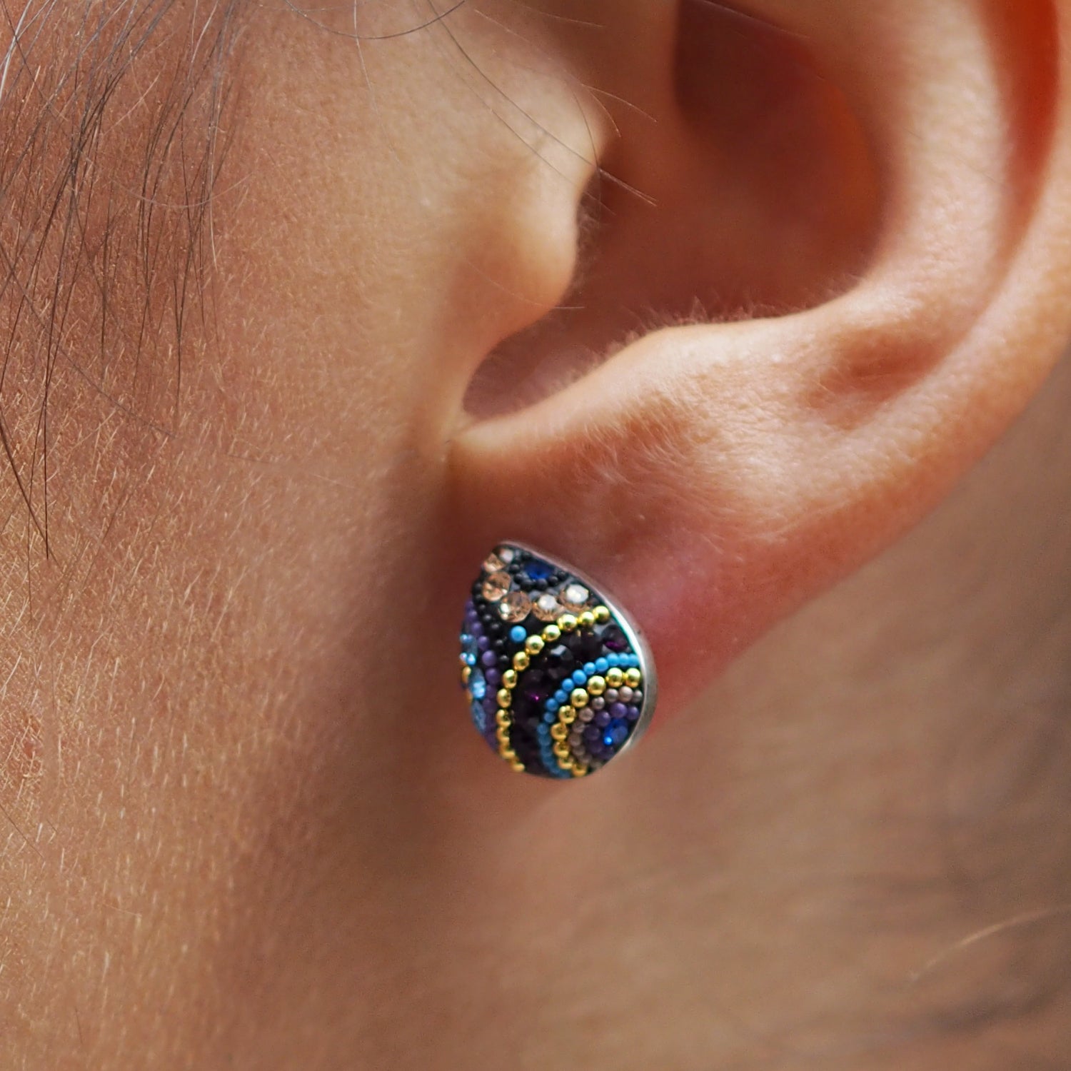 Allegra Indigo Radiance Teardrop Stud Earrings