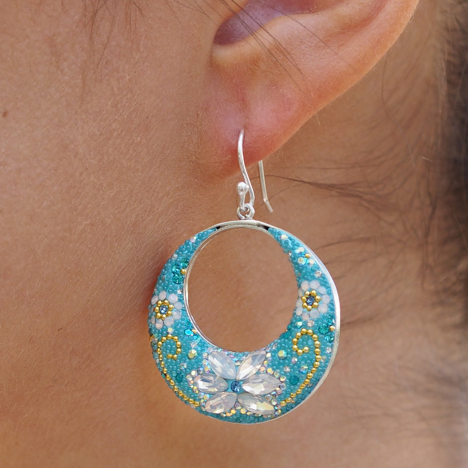 Allegra Daisy Dream Turquoise Boho Hoop Earrings