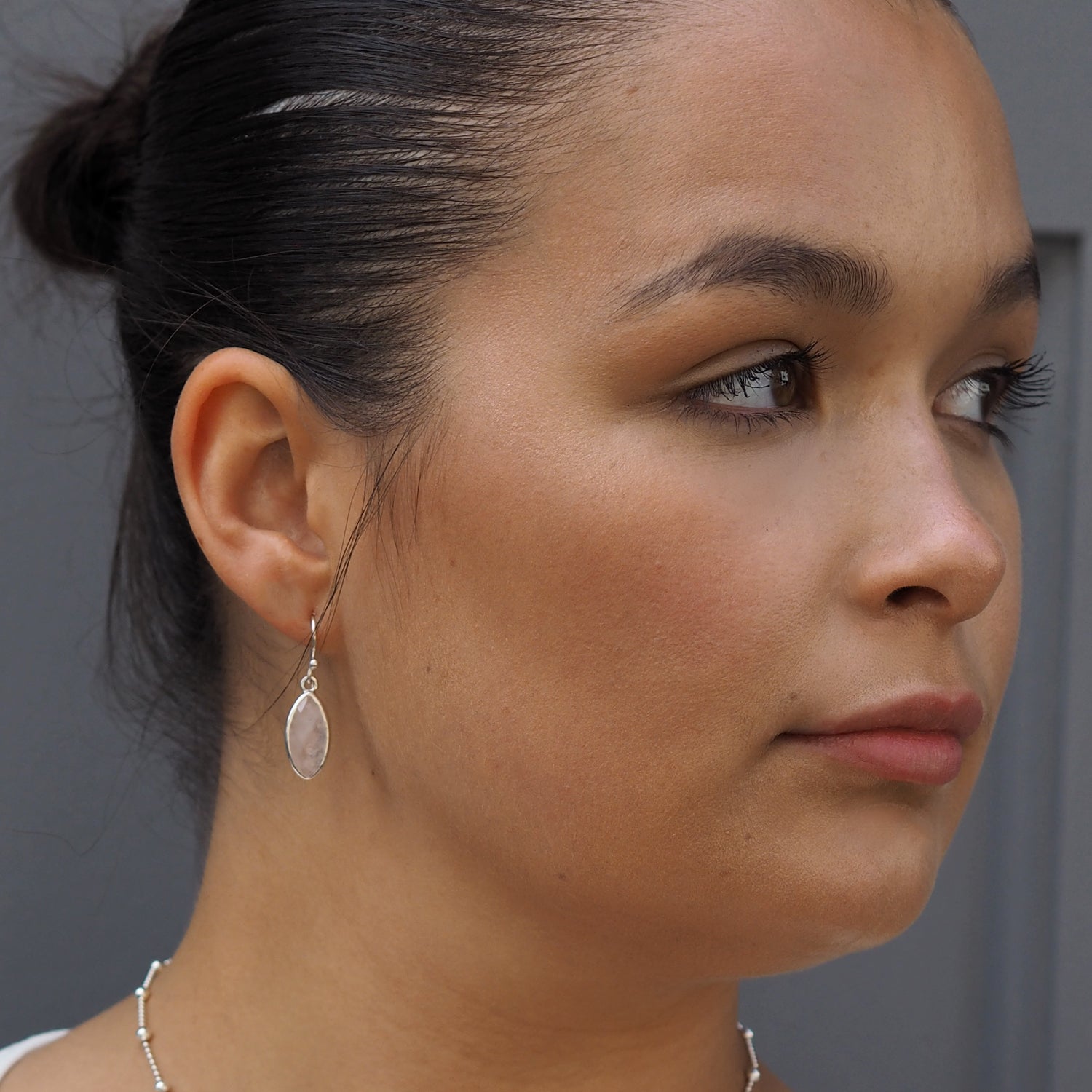 Elegance Rose Quartz Leaf Earrings