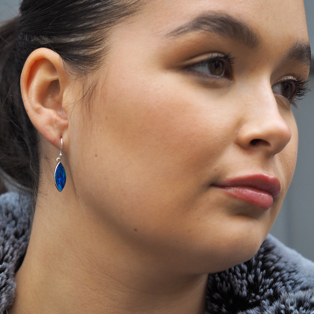 Flinder Blue Leaf Drop Earrings