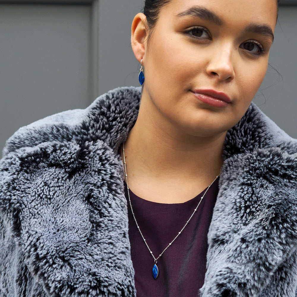 Flinder Blue Leaf Small Pendant