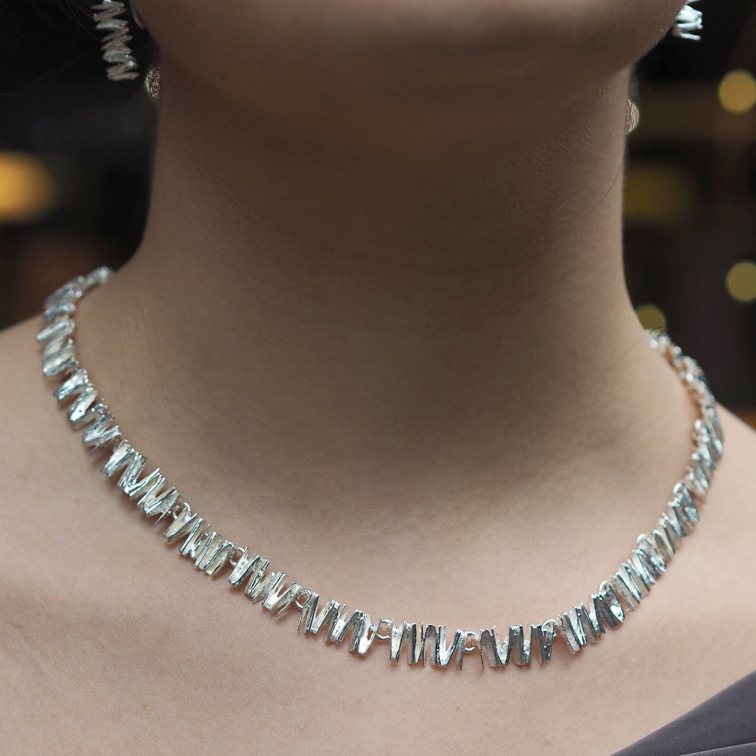 Foresta Juniper Silver T-bar Necklace