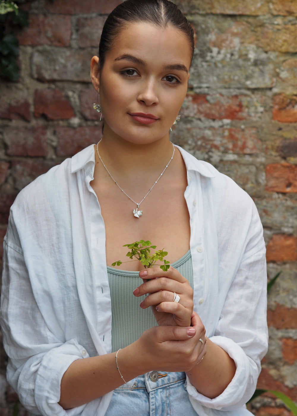 Foresta Shamrock Large Silver Drop Earrings