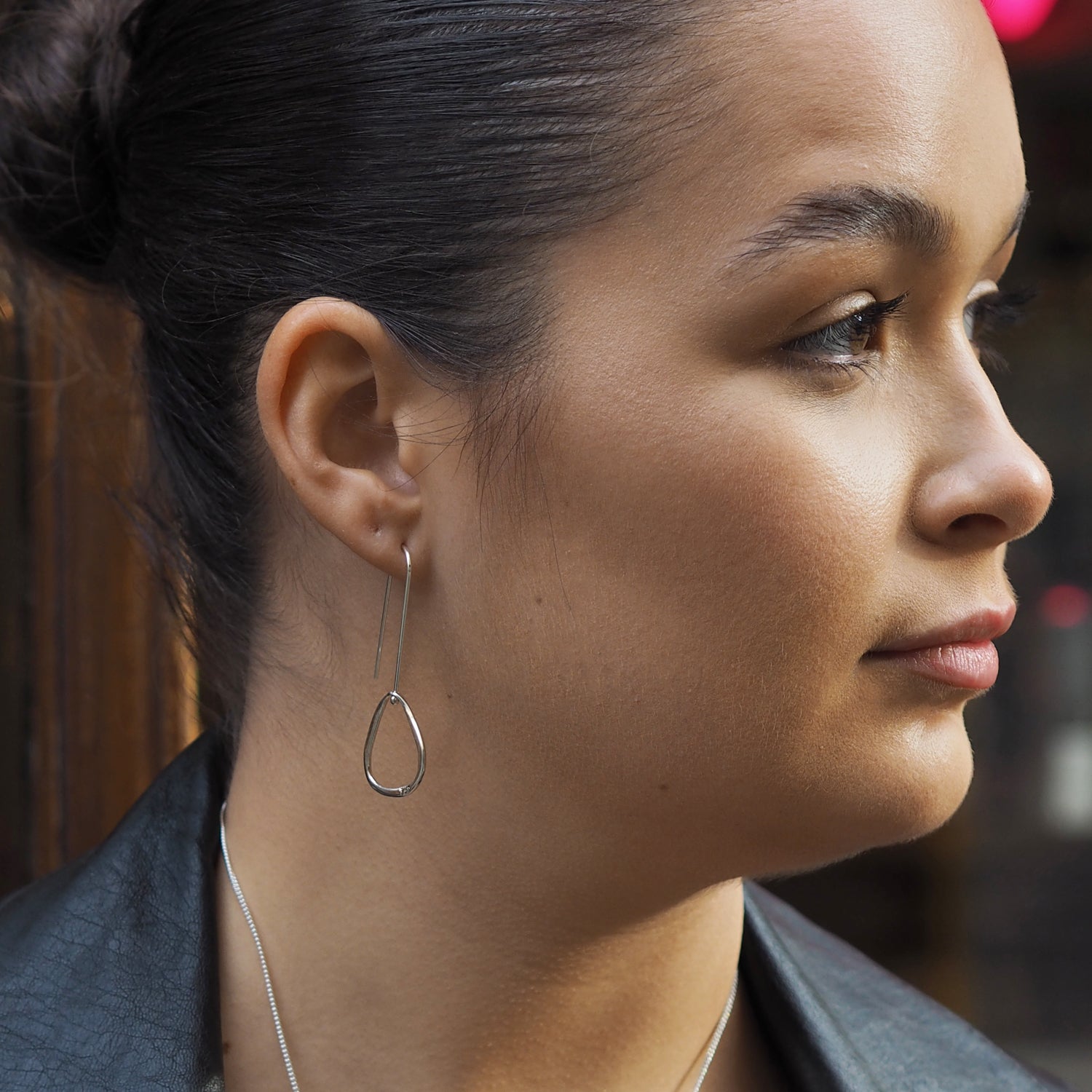 Toro Polished Single Long Drop Earrings