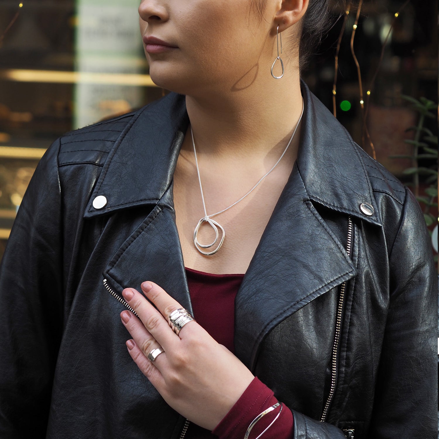 Toro Polished Single Long Drop Earrings