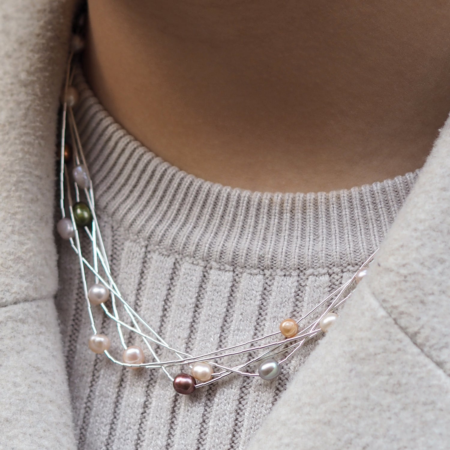 Evelyn 5 Multi Pearl Necklace