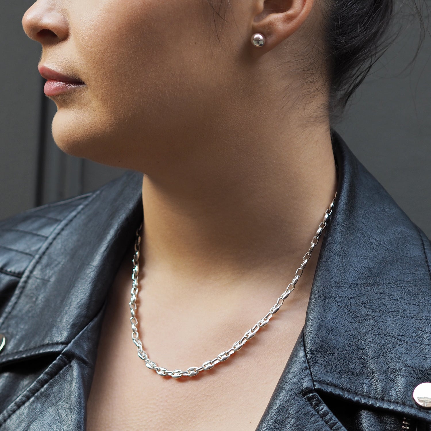 Mini Liberica Coffee Bean Polished Sterling Silver Necklace