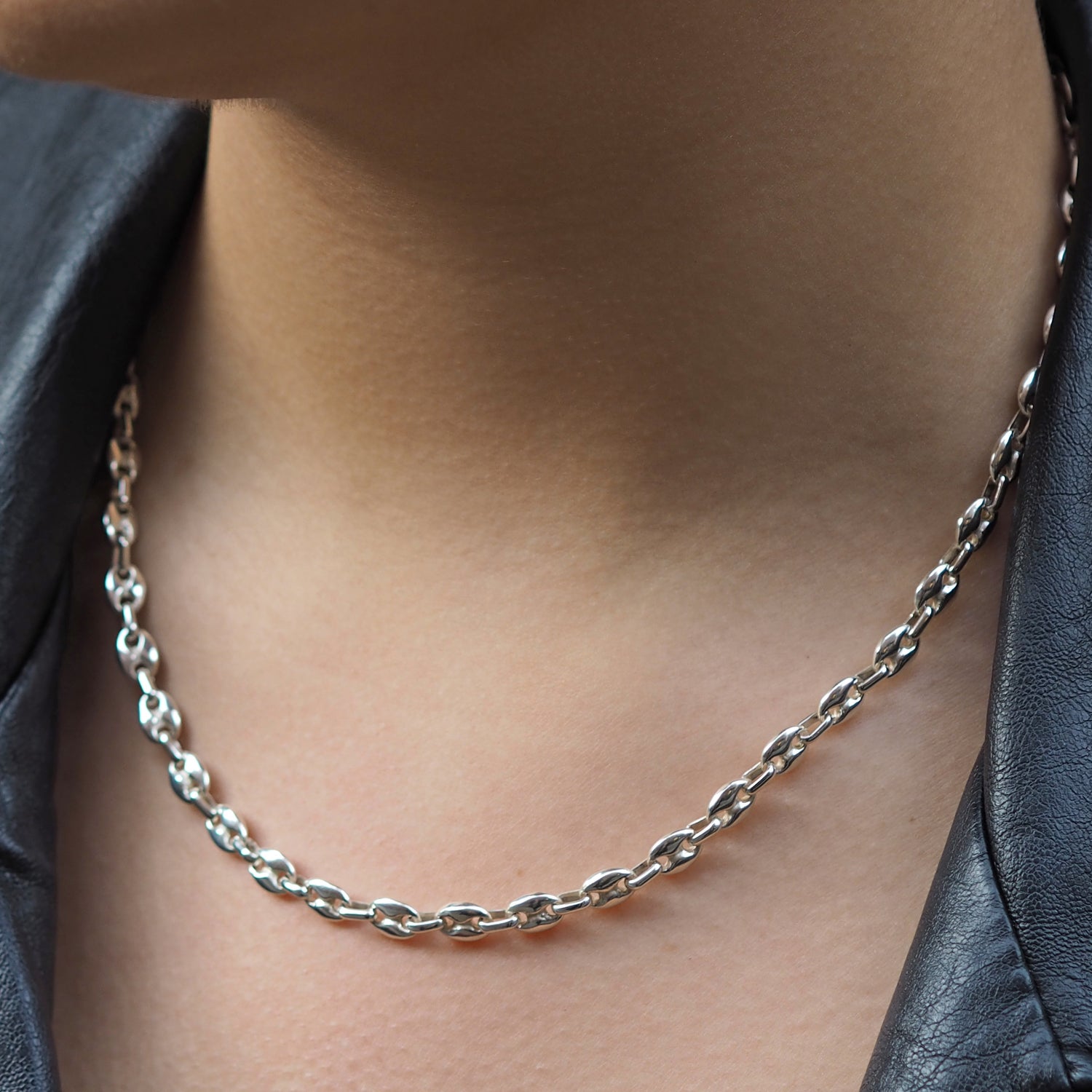 Mini Liberica Coffee Bean Polished Sterling Silver Necklace