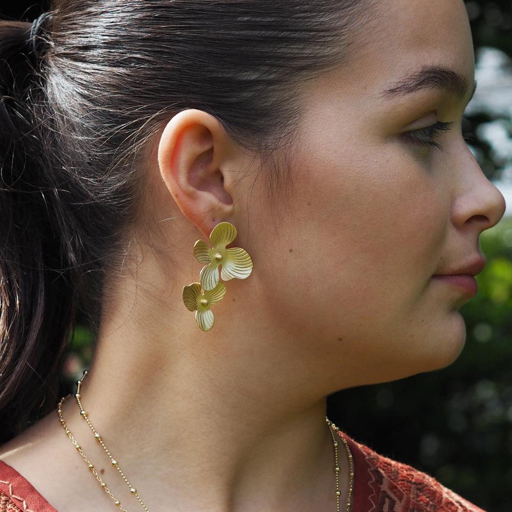 Viola Gold Large Stud Earrings