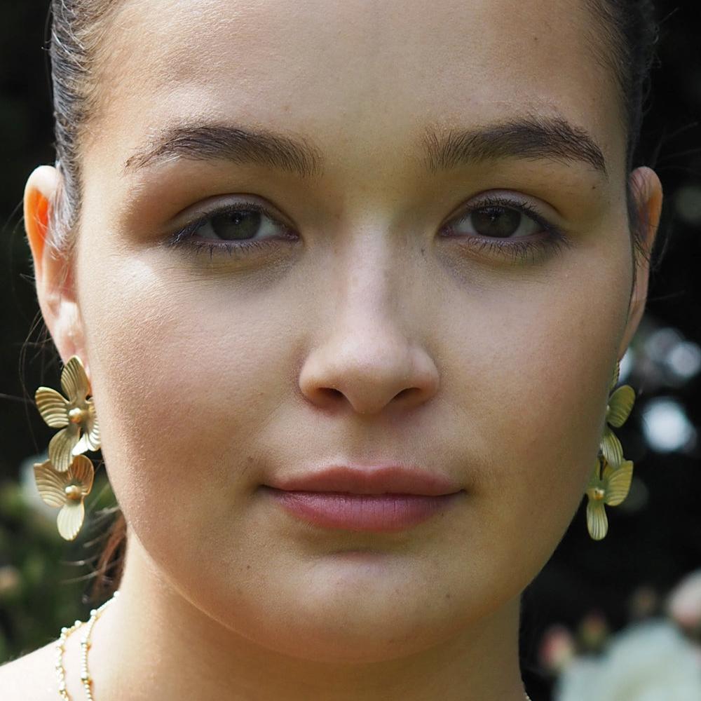 Viola Gold Large Stud Earrings