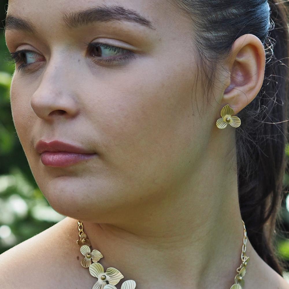 Viola Gold Small Stud Earrings