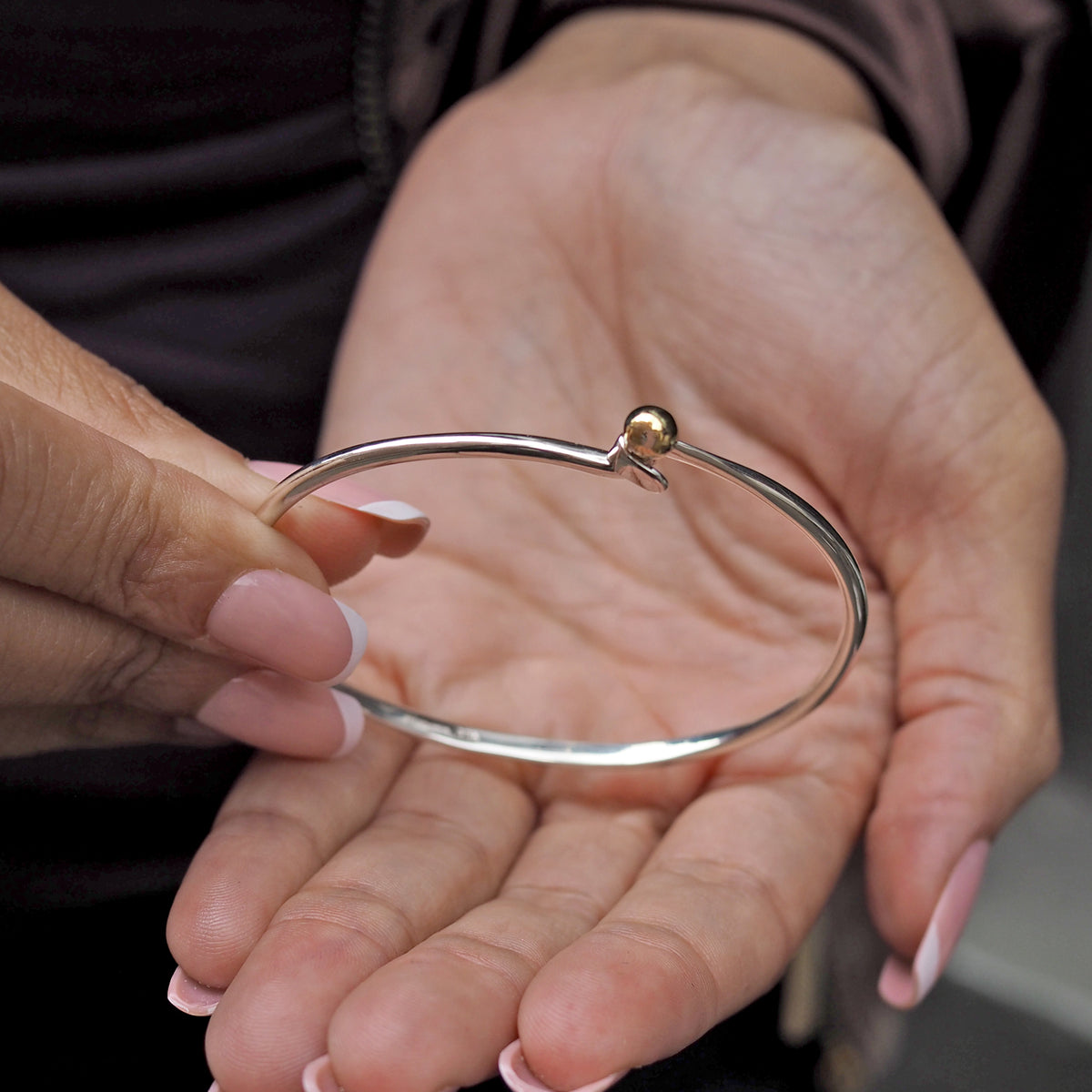 Flow Silver Tumbaga Dot Bangle