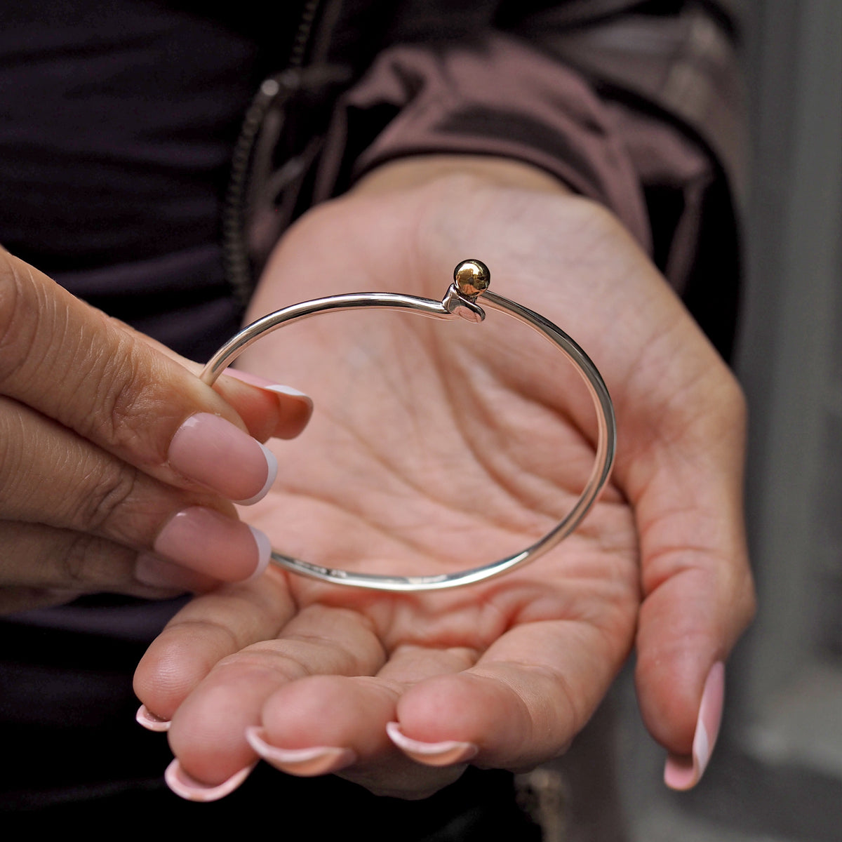 Flow Silver Tumbaga Dot Bangle
