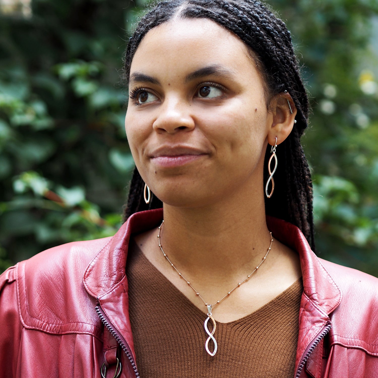 Infinity Weave Copper/Silver Drop Earrings