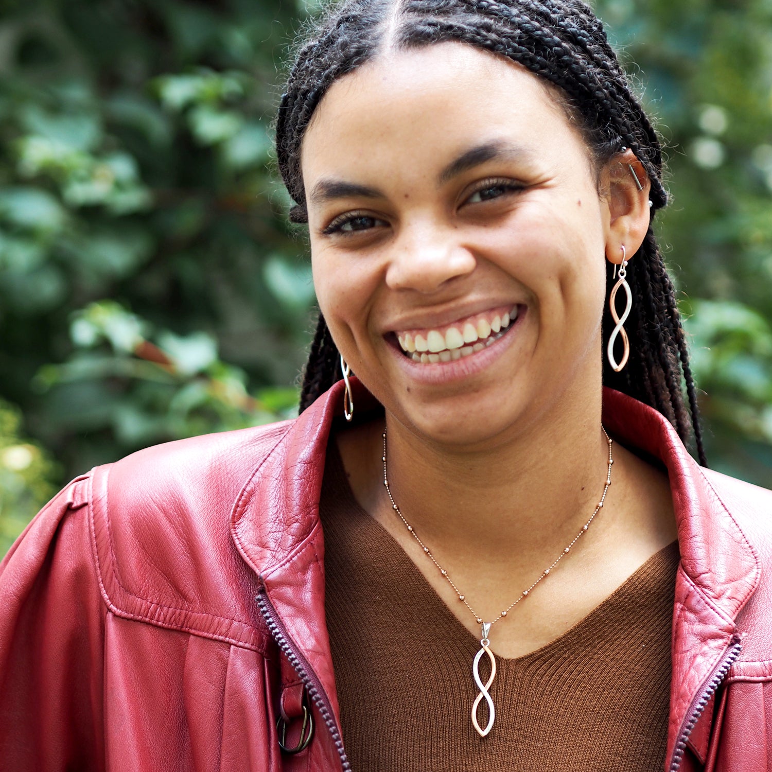 Infinity Weave Copper/Silver Drop Earrings