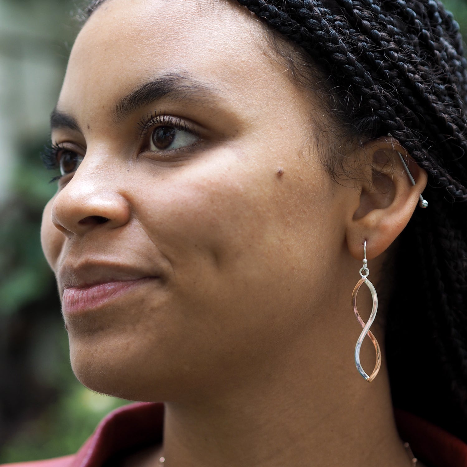 Infinity Weave Copper/Silver Drop Earrings