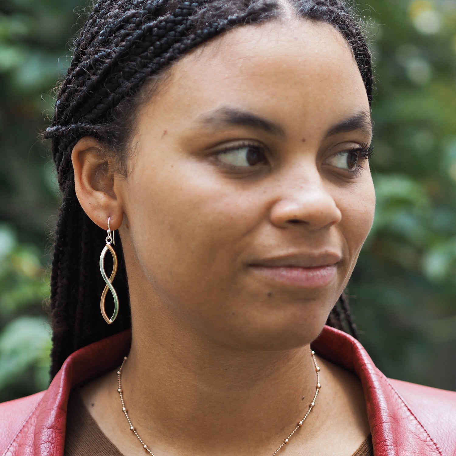 Infinity Weave Copper/Silver Drop Earrings