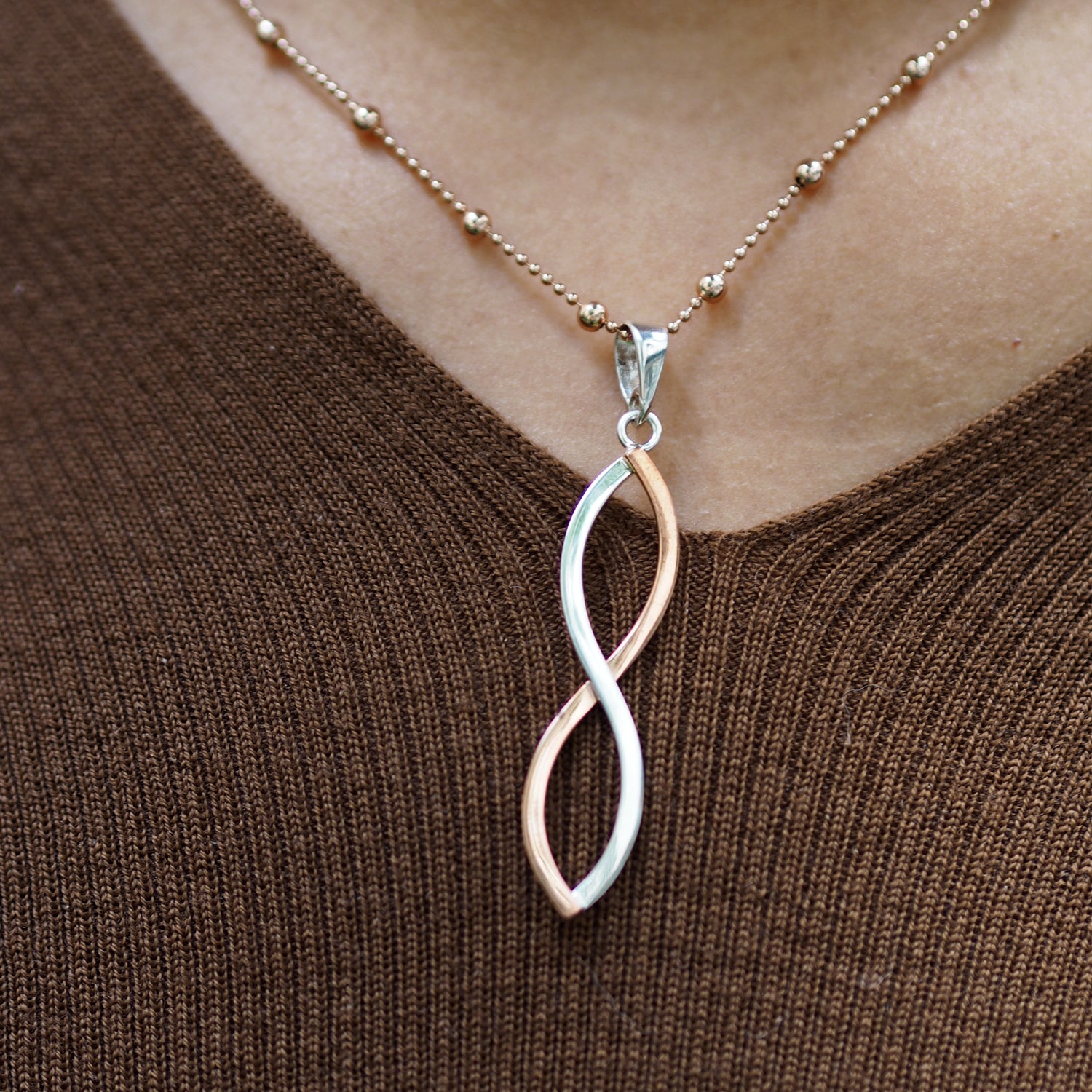 Infinity Weave Copper/Silver Pendant