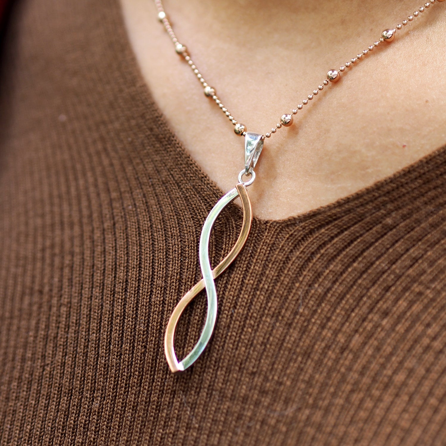 Infinity Weave Copper/Silver Pendant