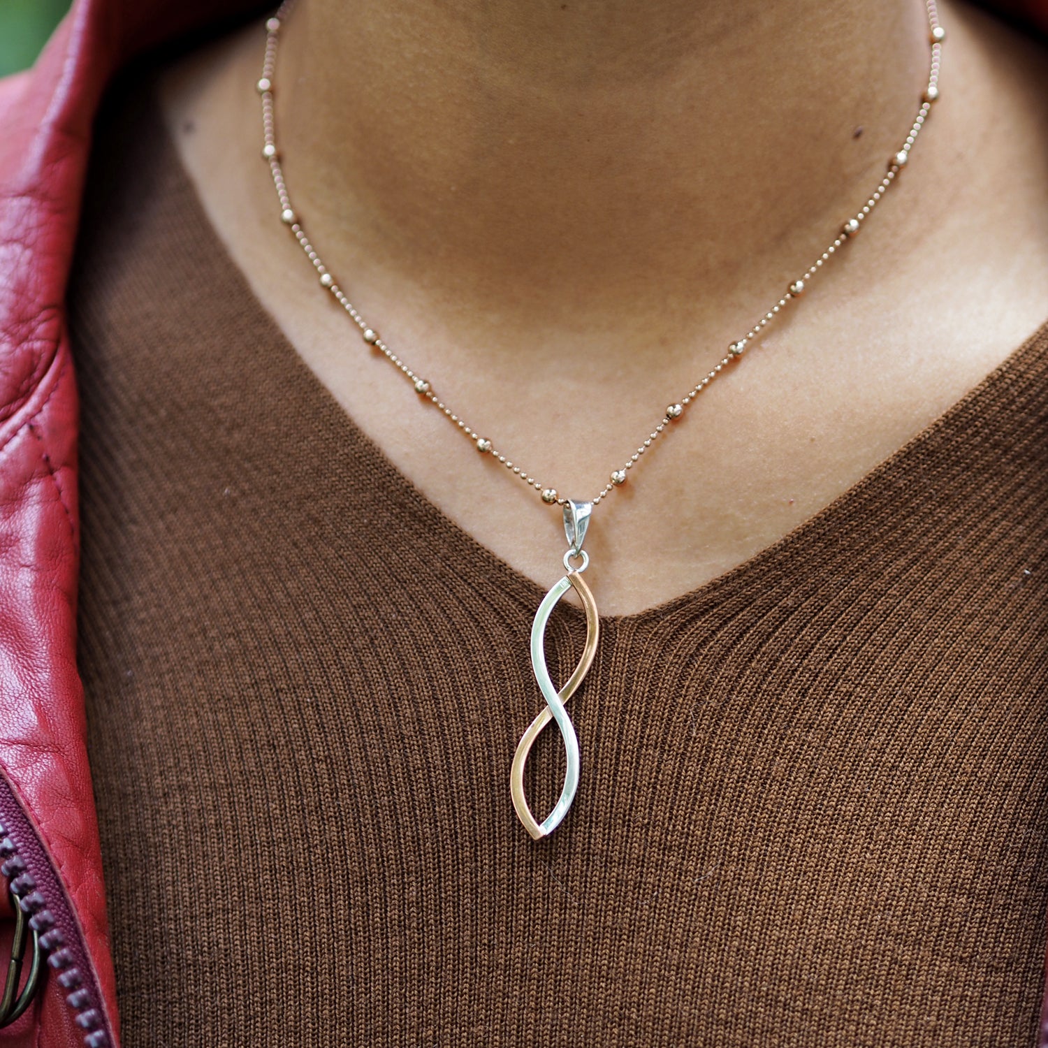 Infinity Weave Copper/Silver Pendant