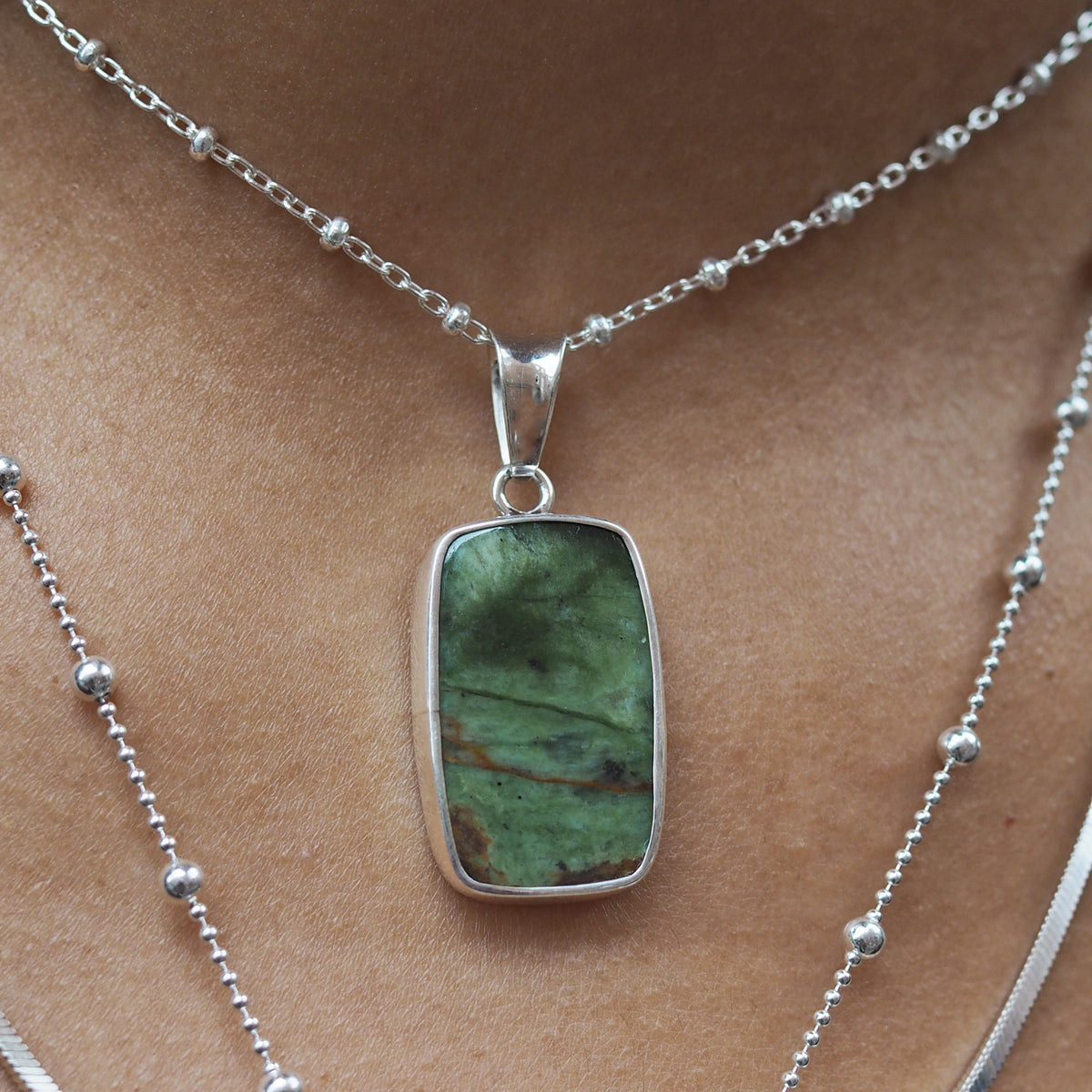 Monet Chrome Chalcedony Large Rectangle Pendant A