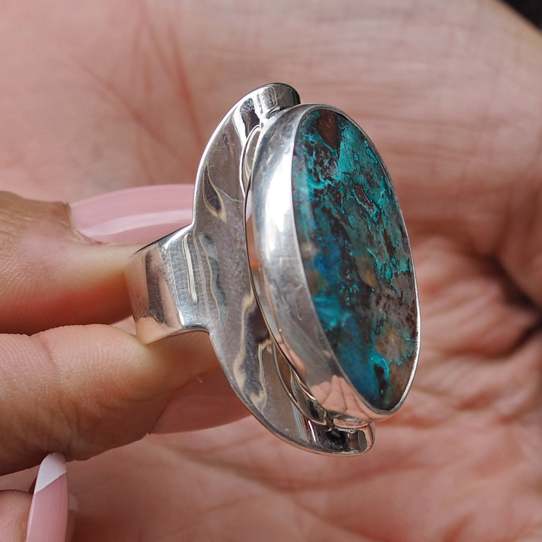 Monet Chrysocolla Adjustable Large Oval Ring