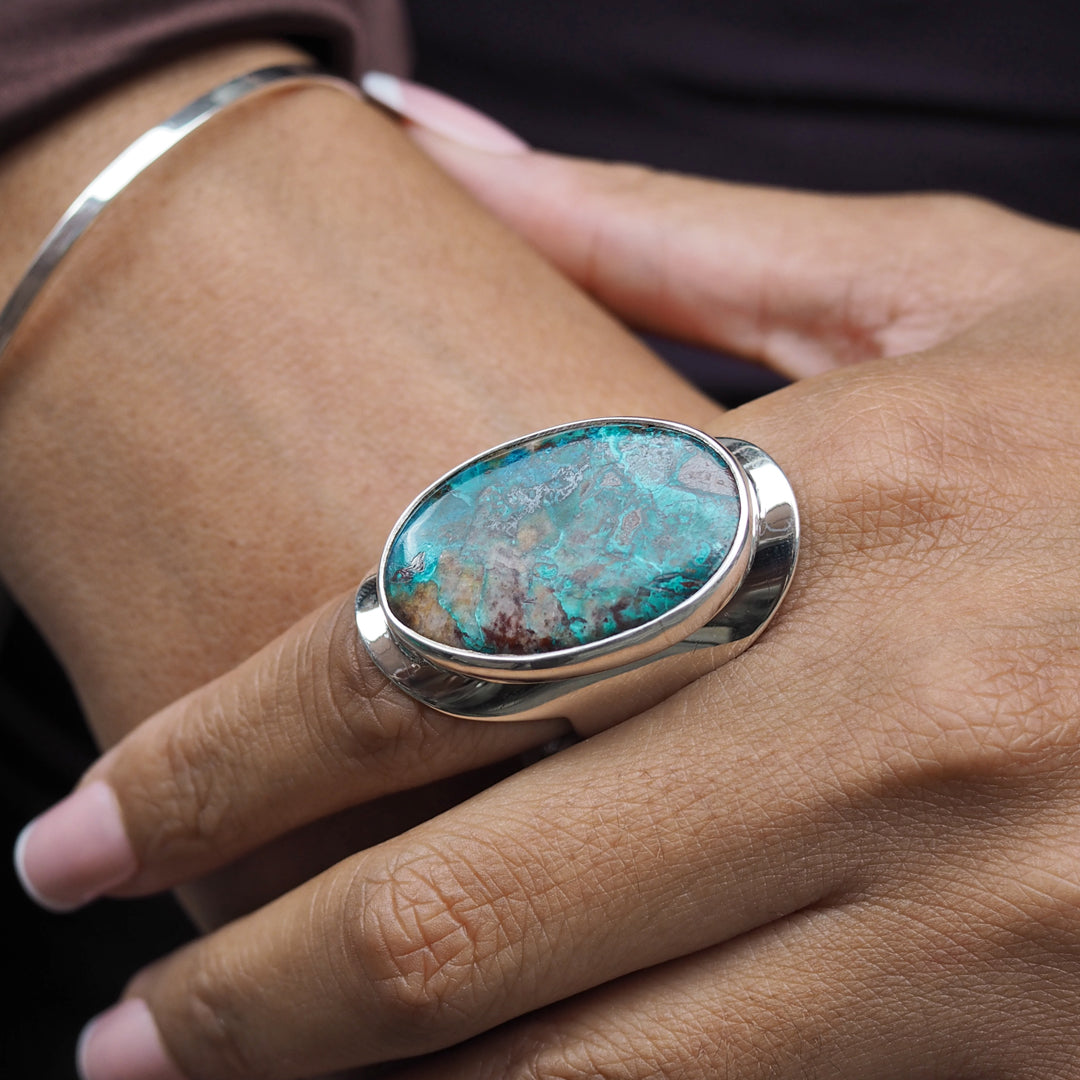 Monet Chrysocolla Adjustable Large Oval Ring