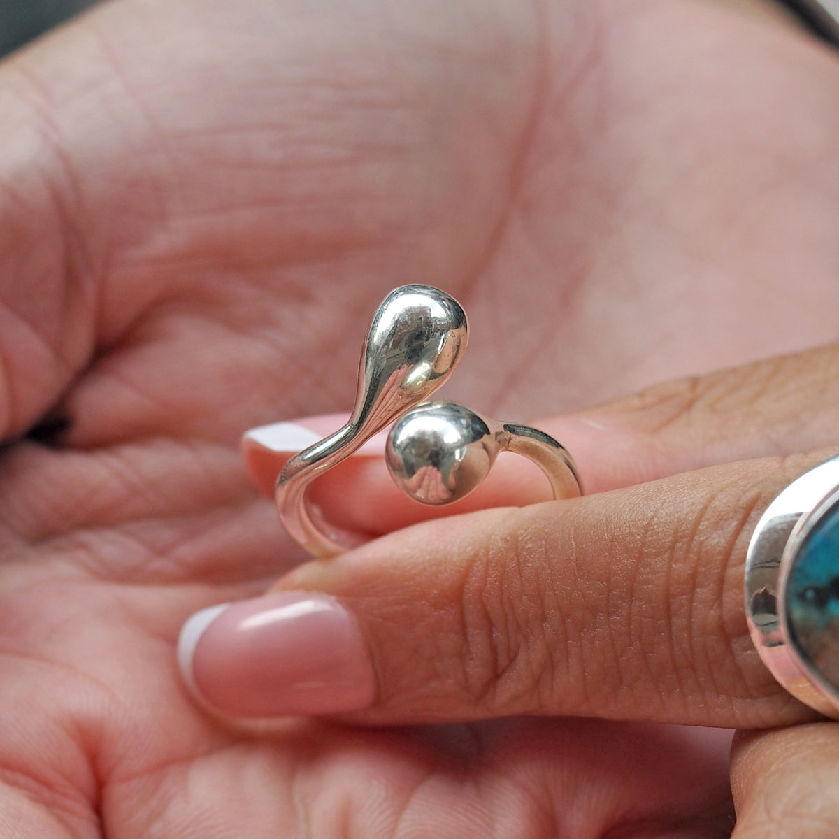 Pure Droplet Polished Sterling Silver Ring
