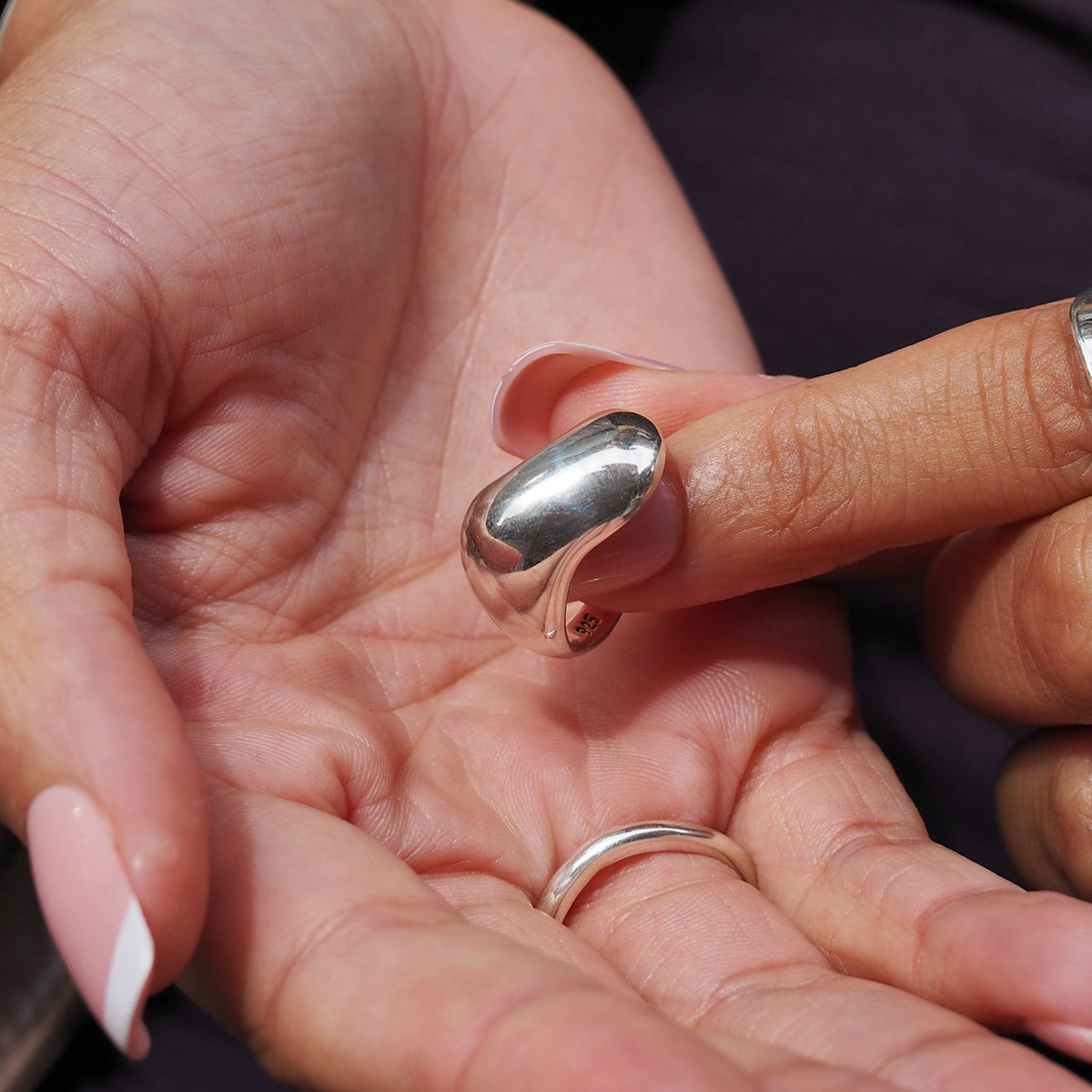 Ripple Polished Sterling Silver Ring