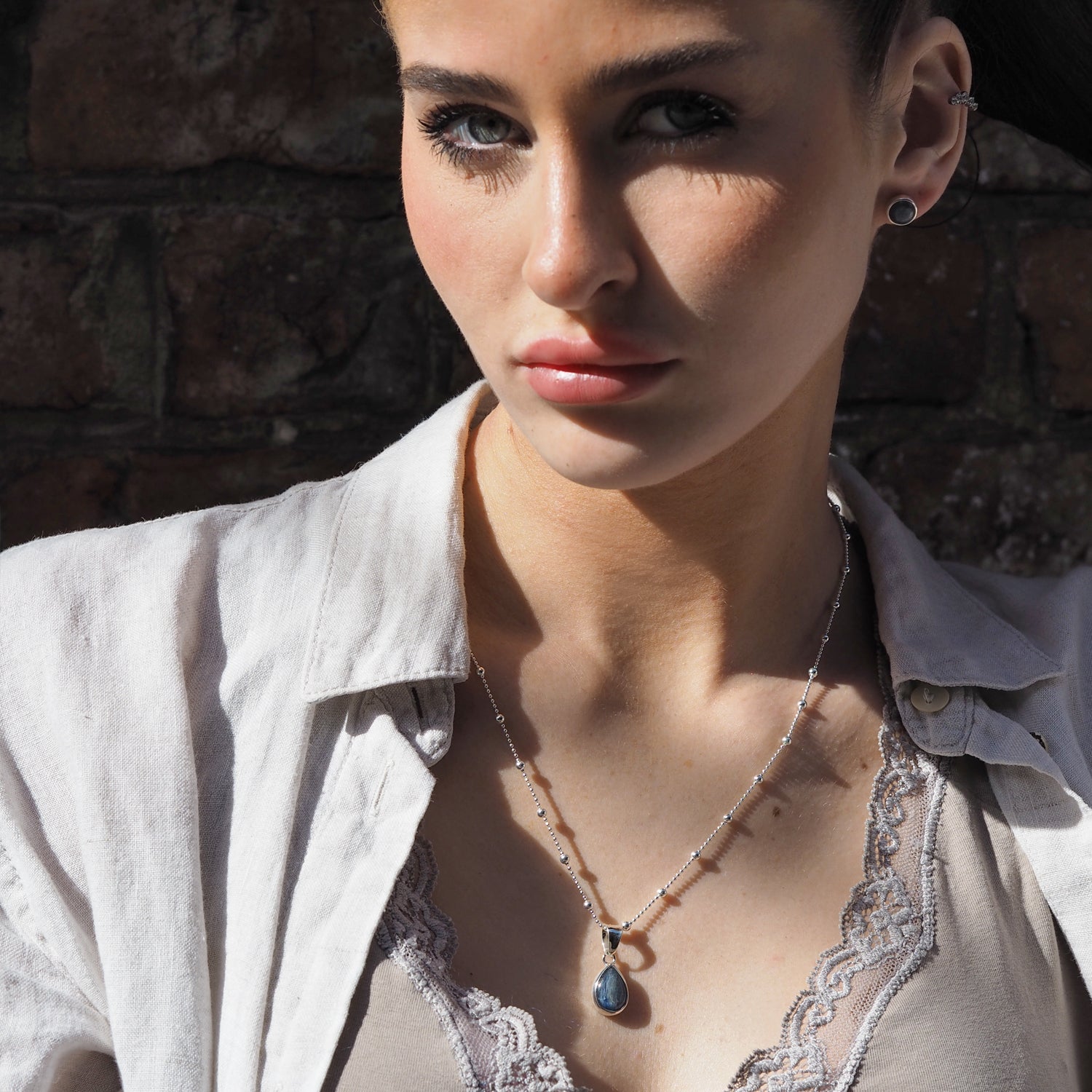 Alba Kyanite Small Round Stud Earrings