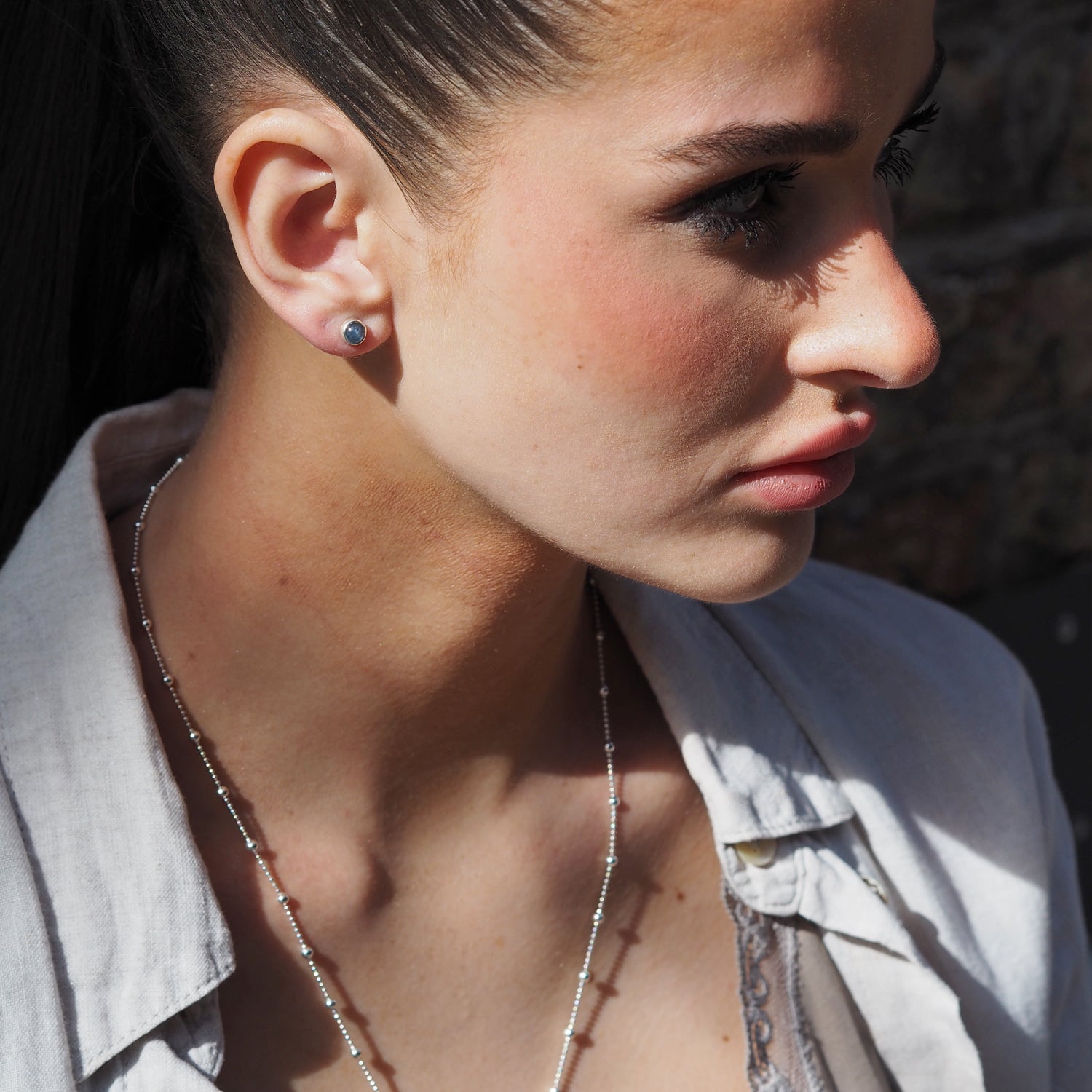 Alba Kyanite Mini Round Stud Earrings