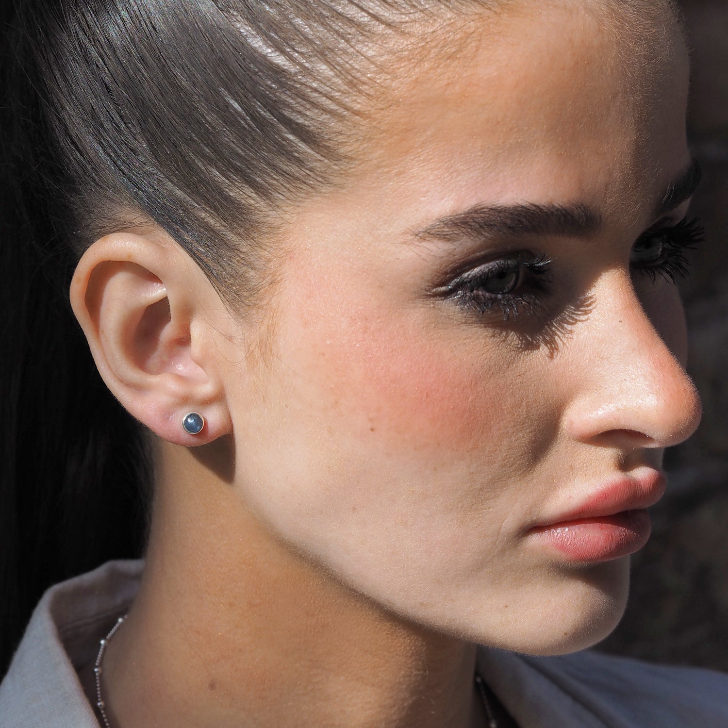 Alba Kyanite Mini Round Stud Earrings