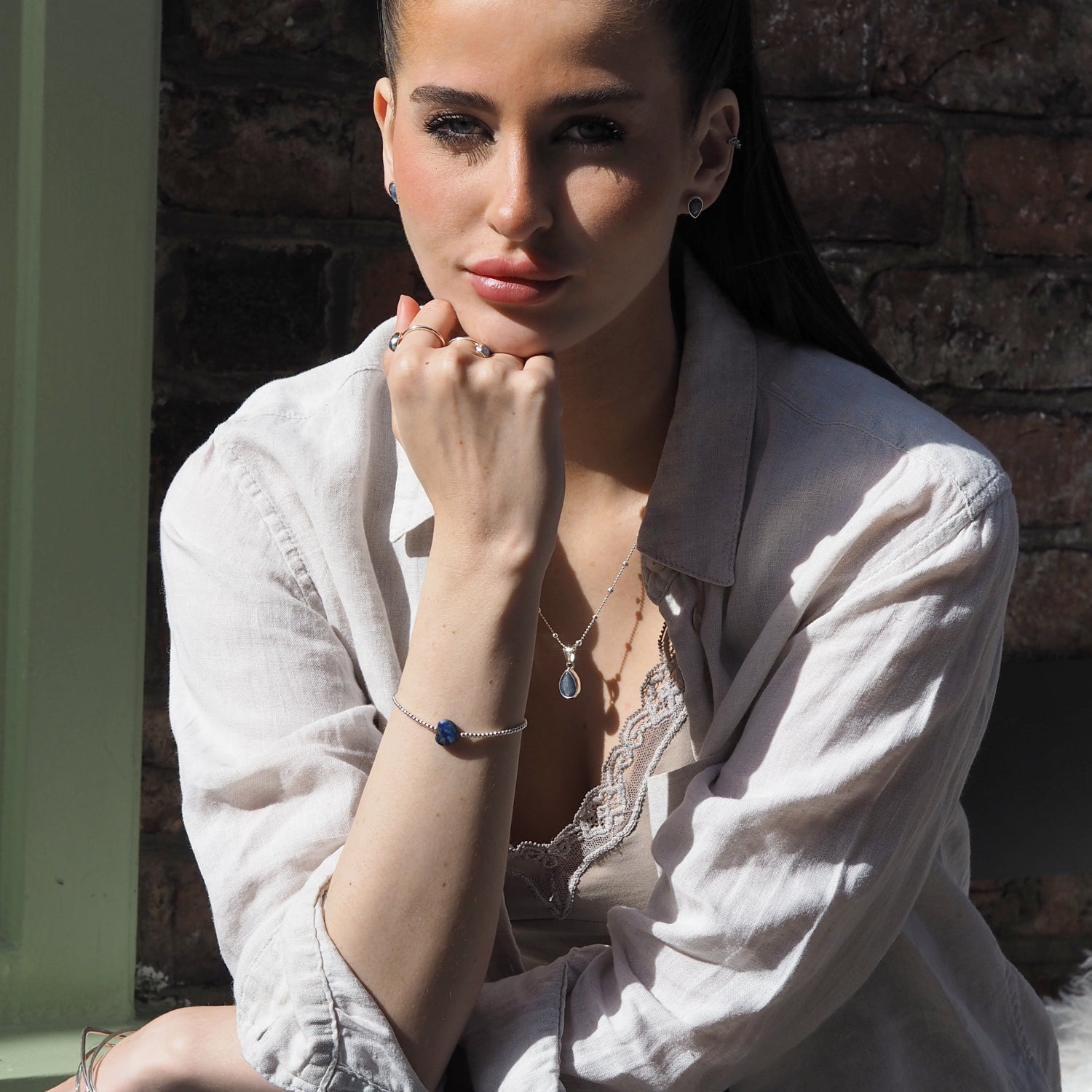 Alba Kyanite Teardrop Stud Earrings