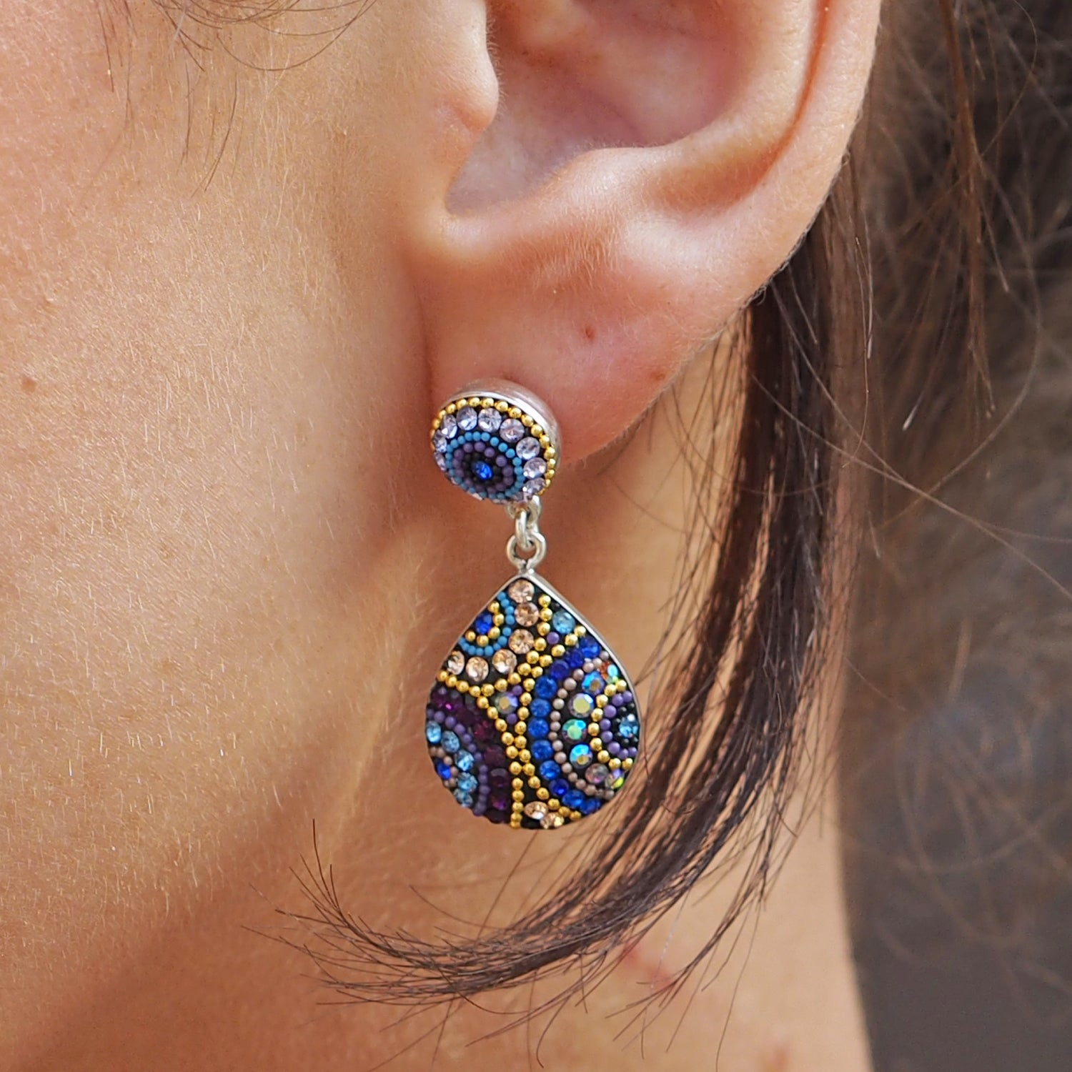 Allegra Indigo Radiance Double Drop Stud Earrings