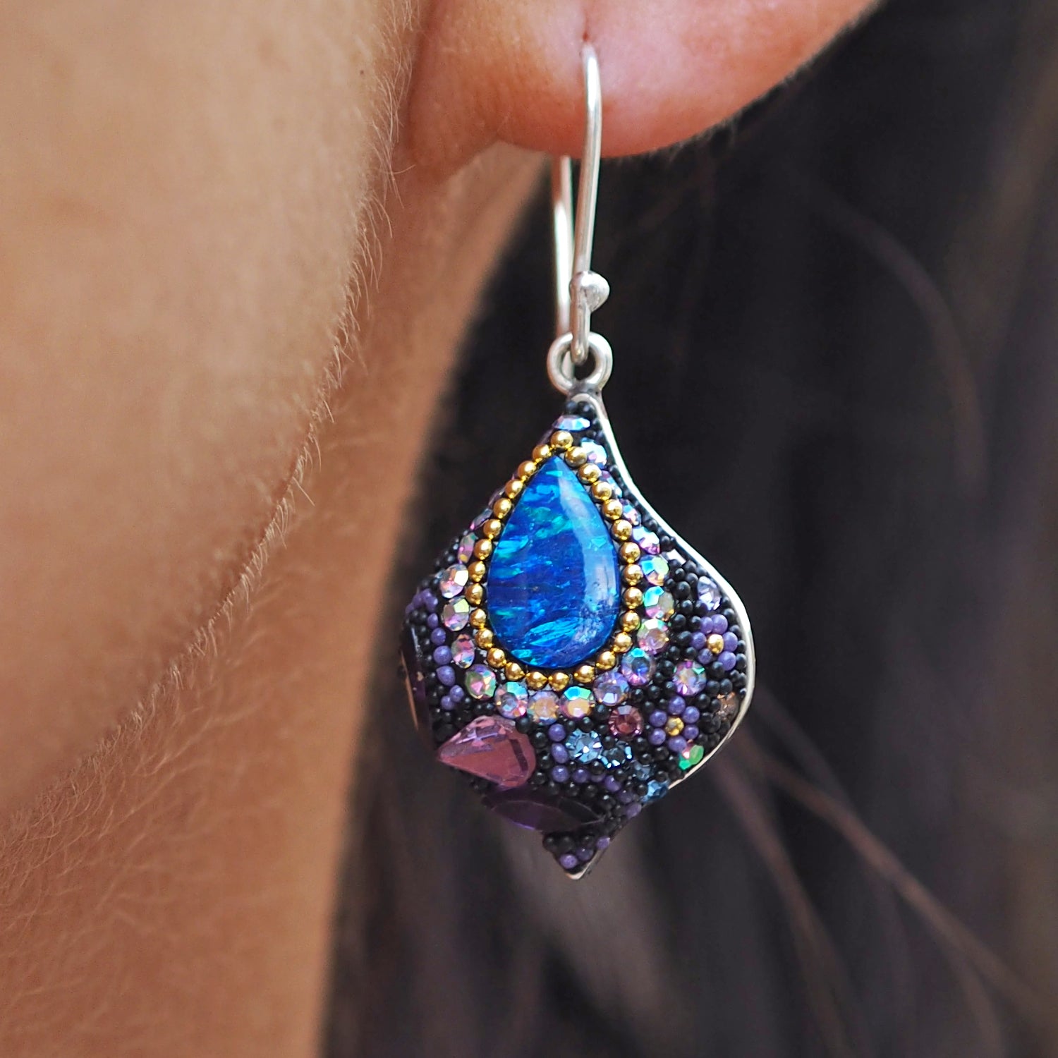 Allegra Purple Shimmer Drop Earrings