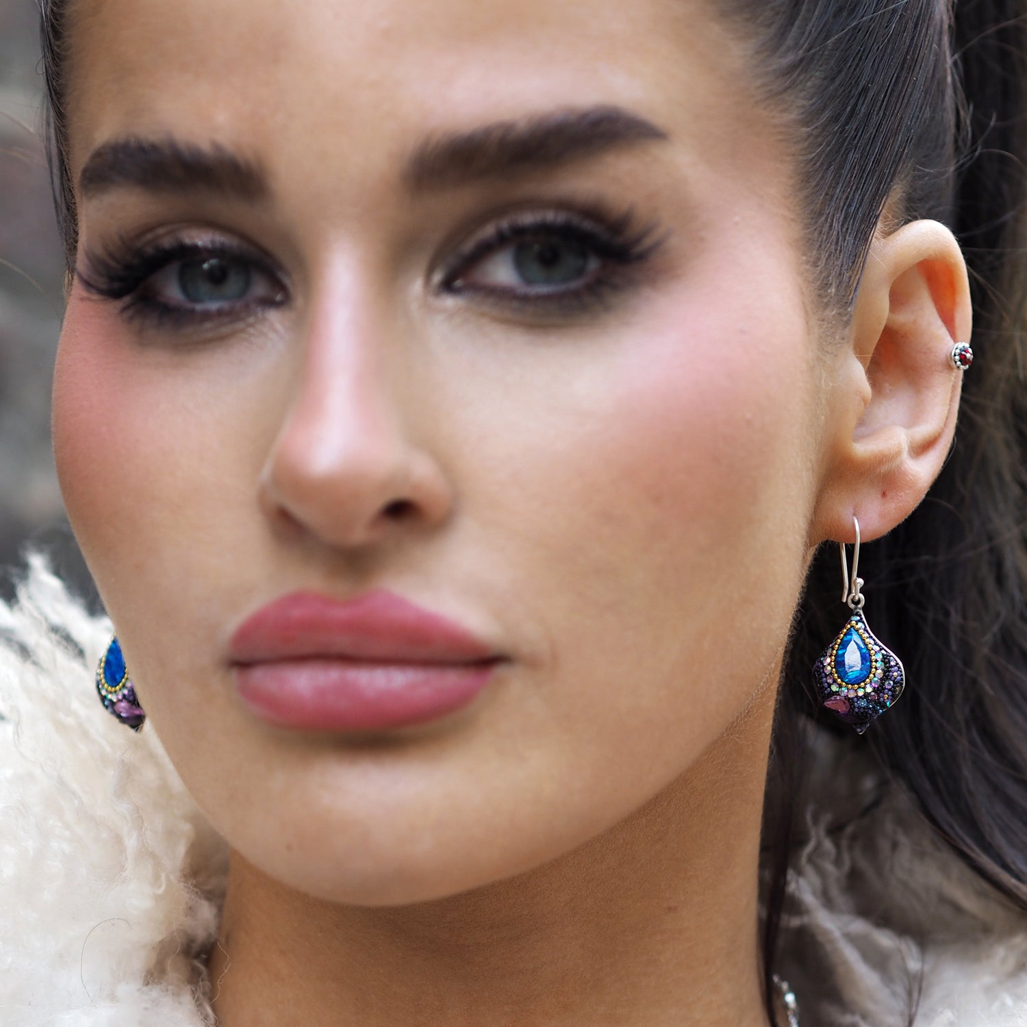 Allegra Purple Shimmer Drop Earrings