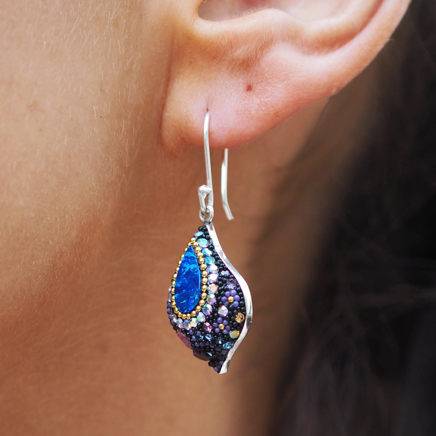 Allegra Purple Shimmer Drop Earrings